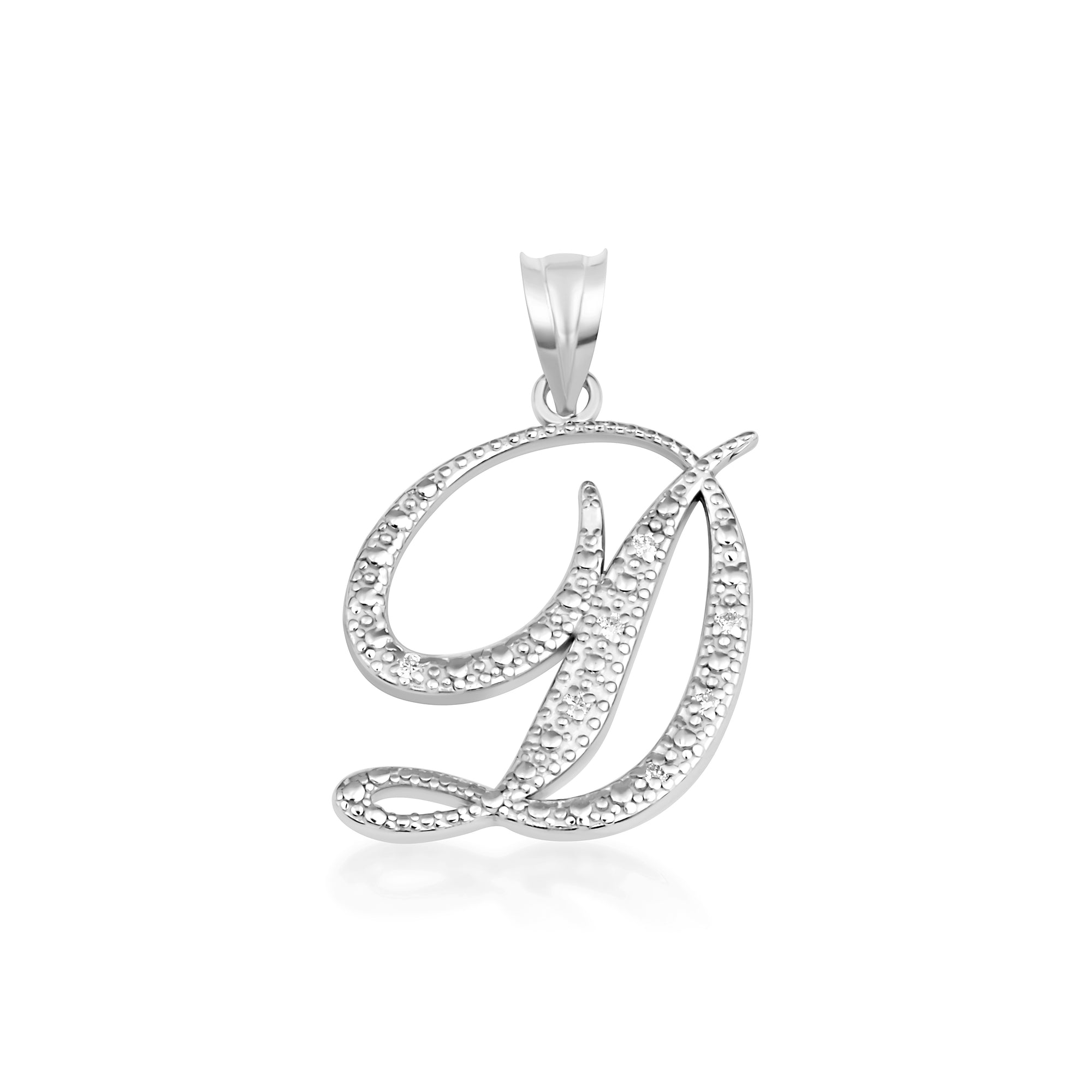 Sterling Silver Cursive Letter Script "A-Z" CZ Initial Pendant Necklace, view 7