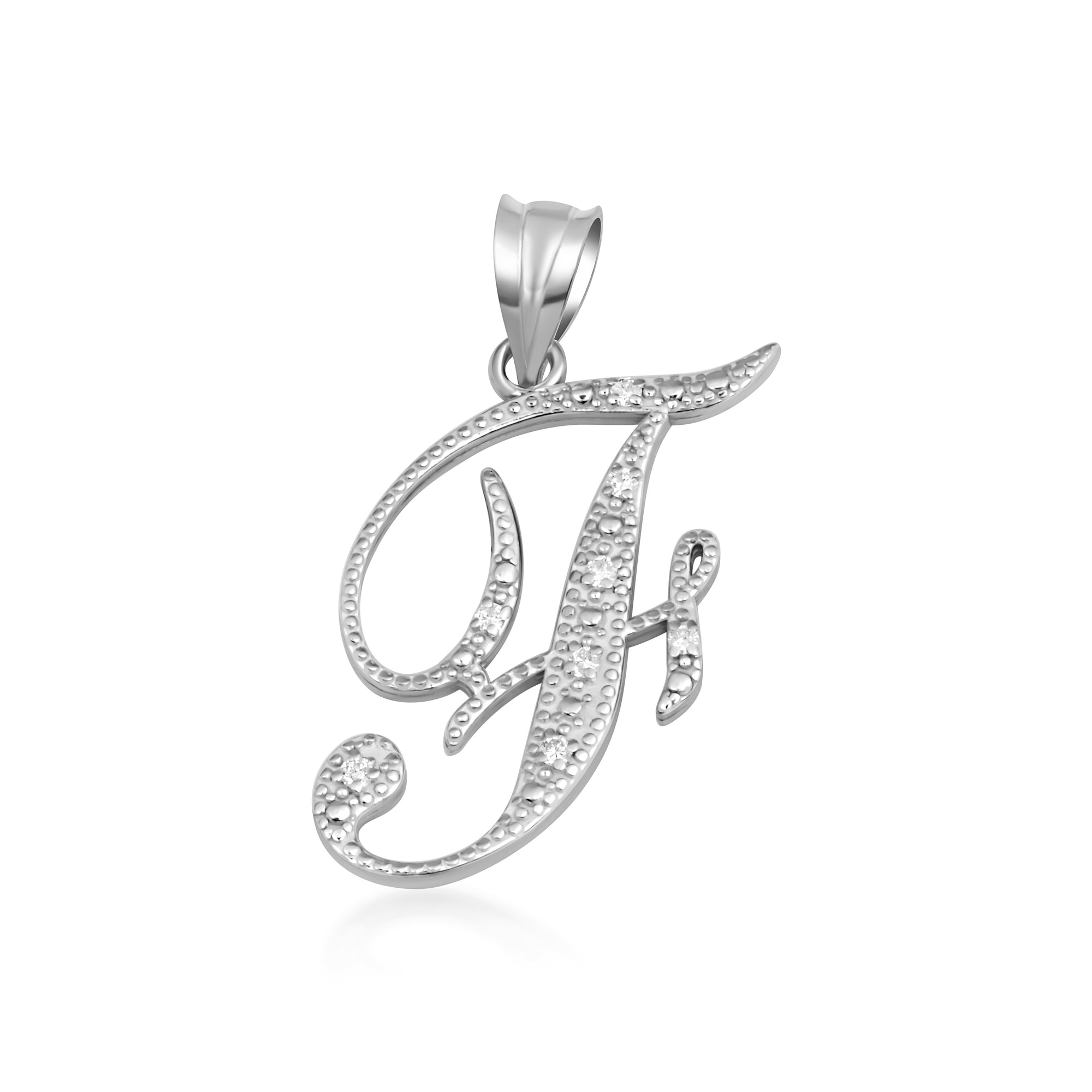 Sterling Silver Cursive Letter Script "A-Z" CZ Initial Pendant Necklace, view 9