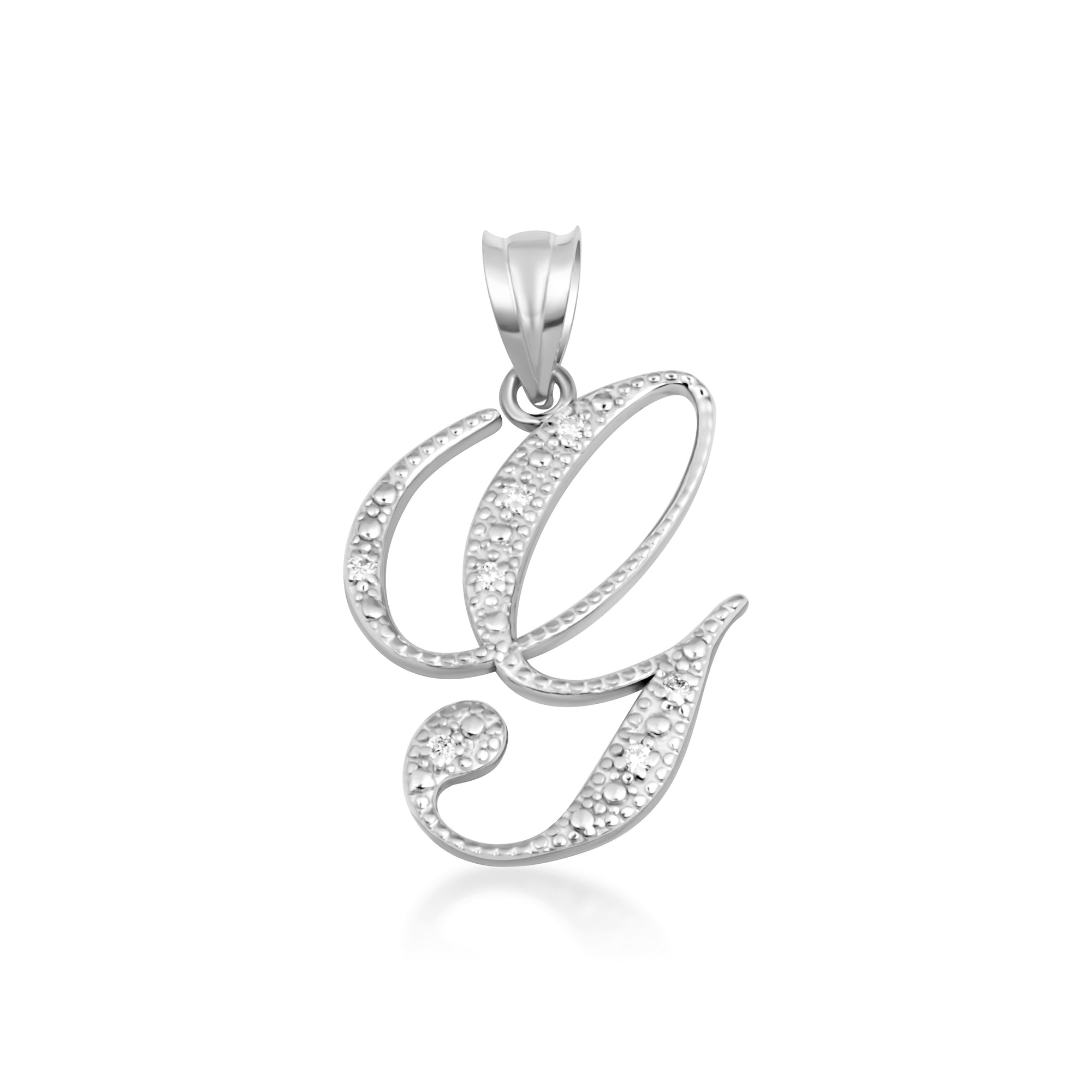 Sterling Silver Cursive Letter Script "A-Z" CZ Initial Pendant Necklace, view 10