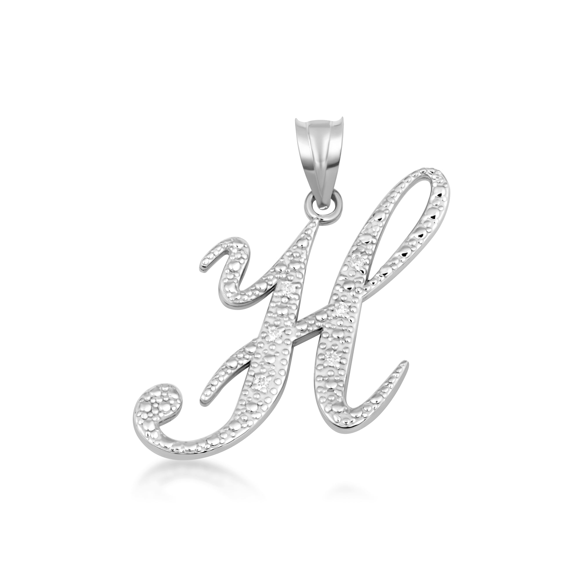 Sterling Silver Cursive Letter Script "A-Z" CZ Initial Pendant Necklace, view 11