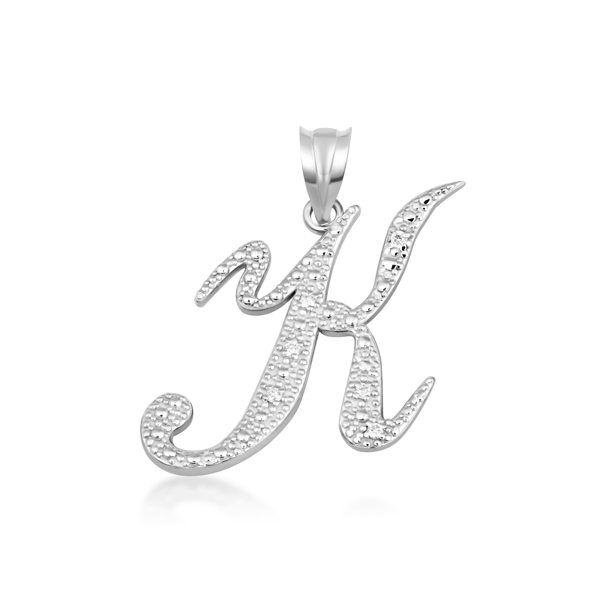 Sterling Silver Cursive Letter Script "A-Z" CZ Initial Pendant Necklace, view 14