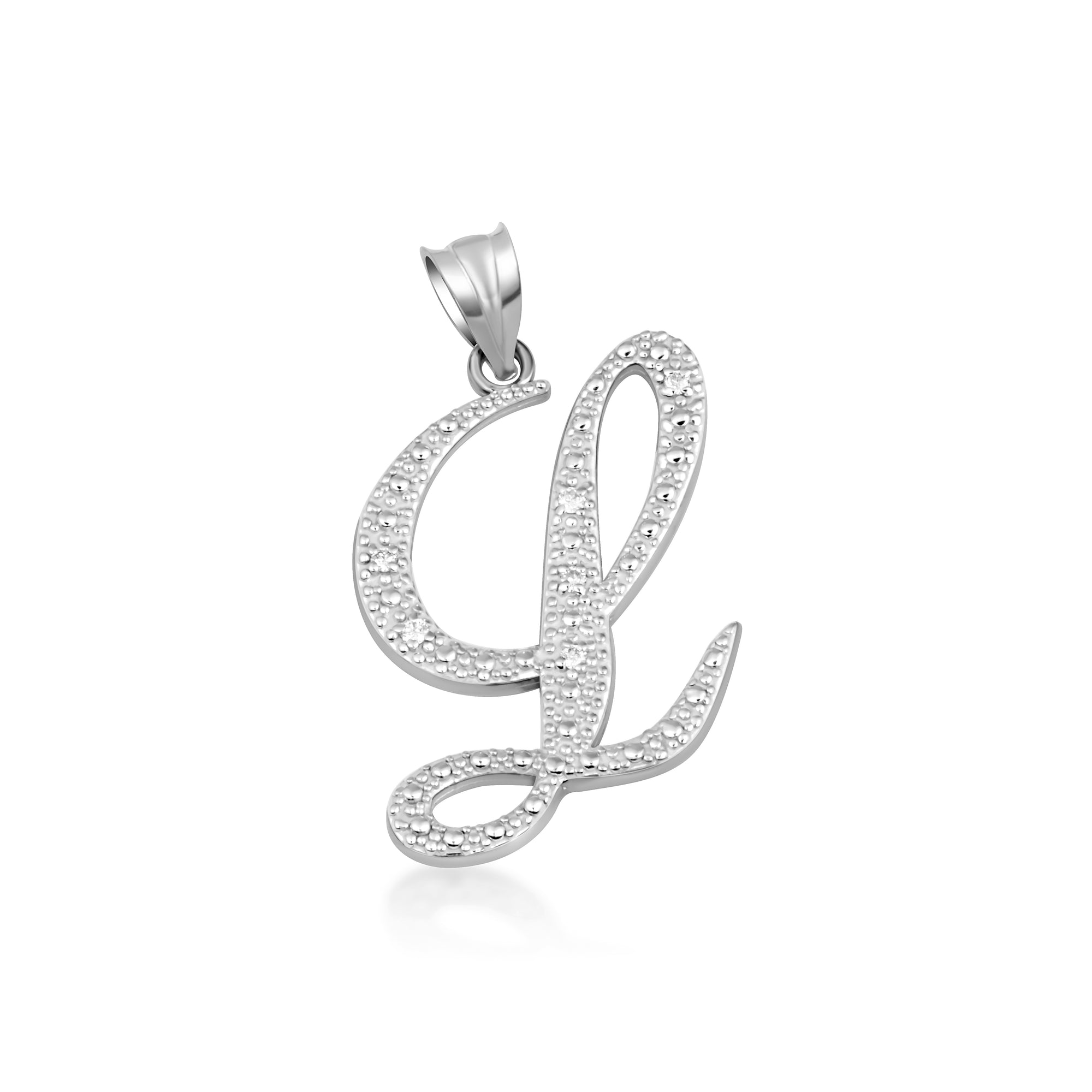 Sterling Silver Cursive Letter Script "A-Z" CZ Initial Pendant Necklace, view 15