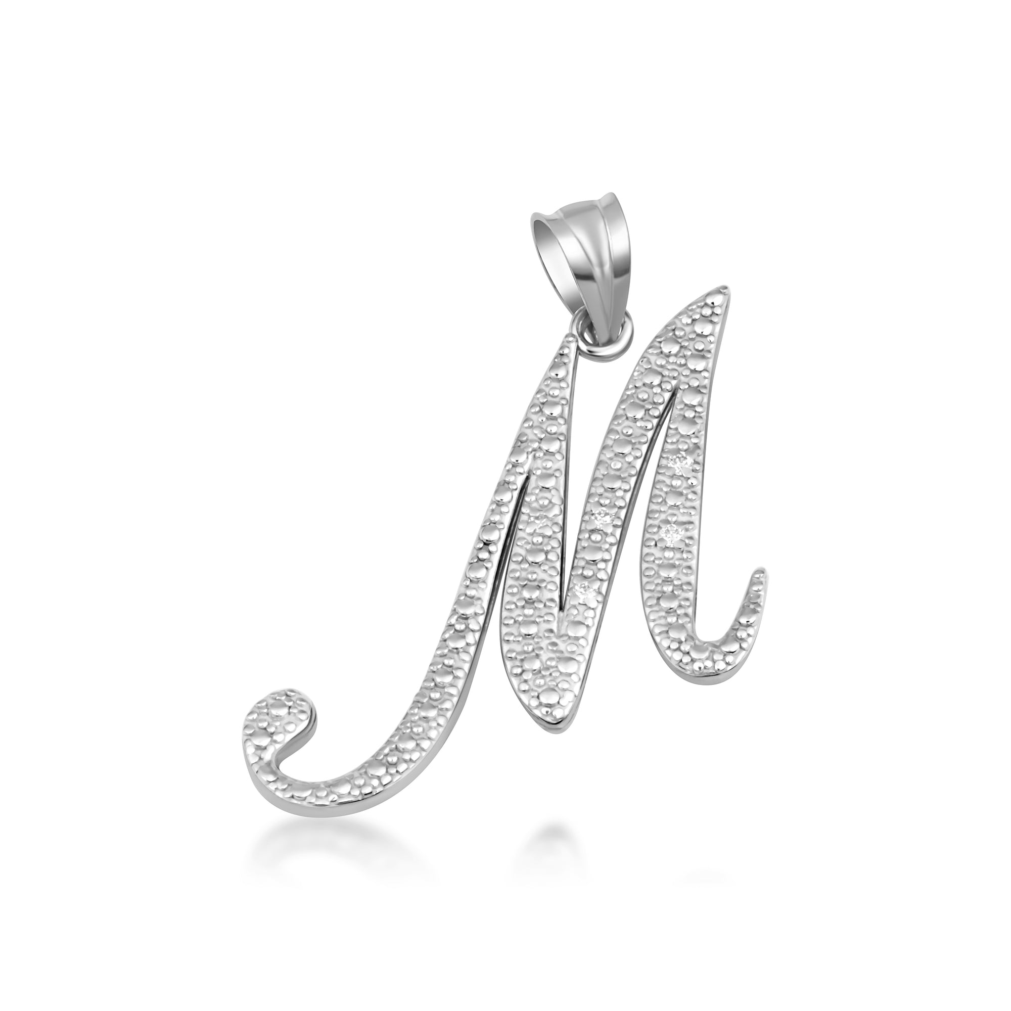 Sterling Silver Cursive Letter Script "A-Z" CZ Initial Pendant Necklace, view 16