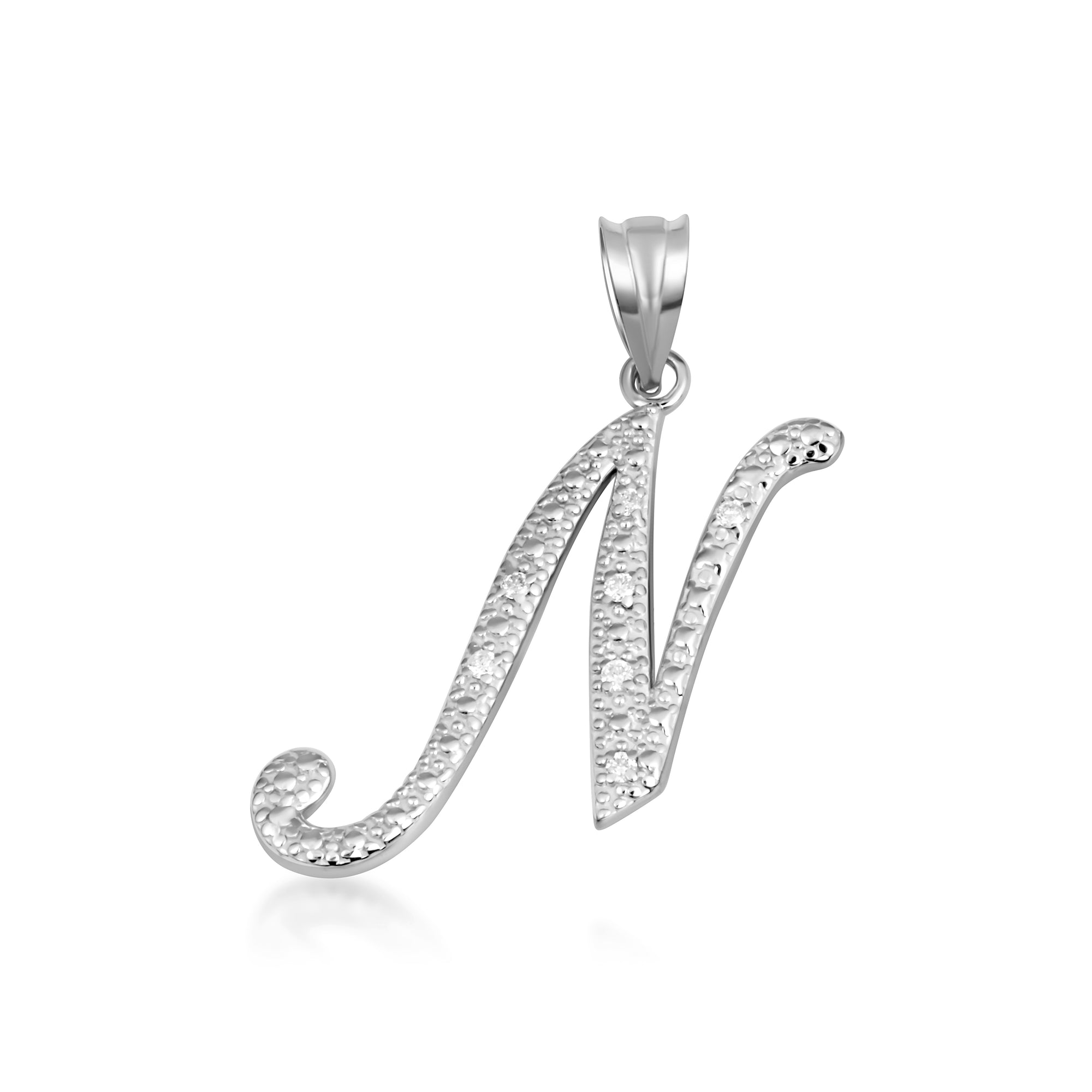 Sterling Silver Cursive Letter Script "A-Z" CZ Initial Pendant Necklace, view 17
