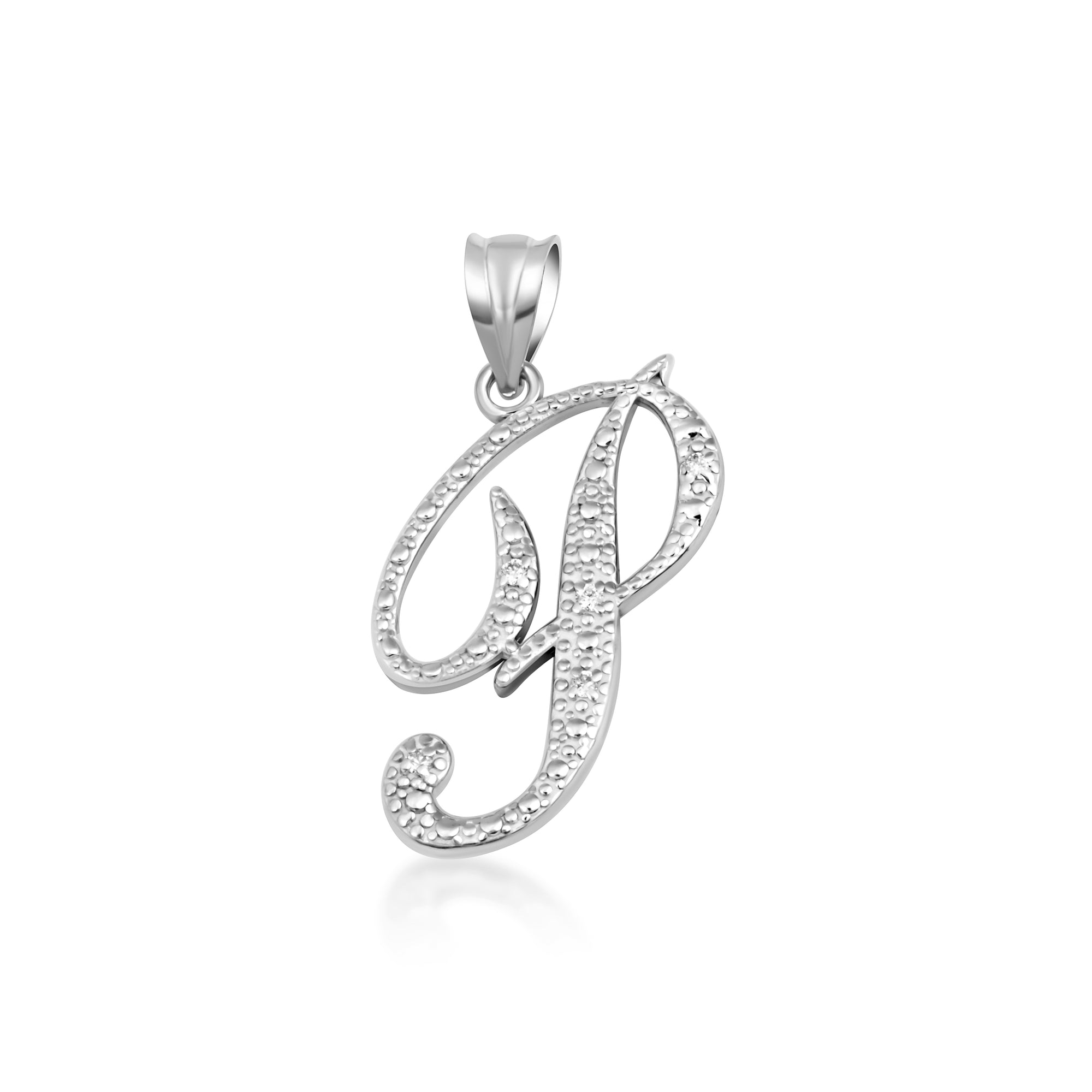 Sterling Silver Cursive Letter Script "A-Z" CZ Initial Pendant Necklace, view 19