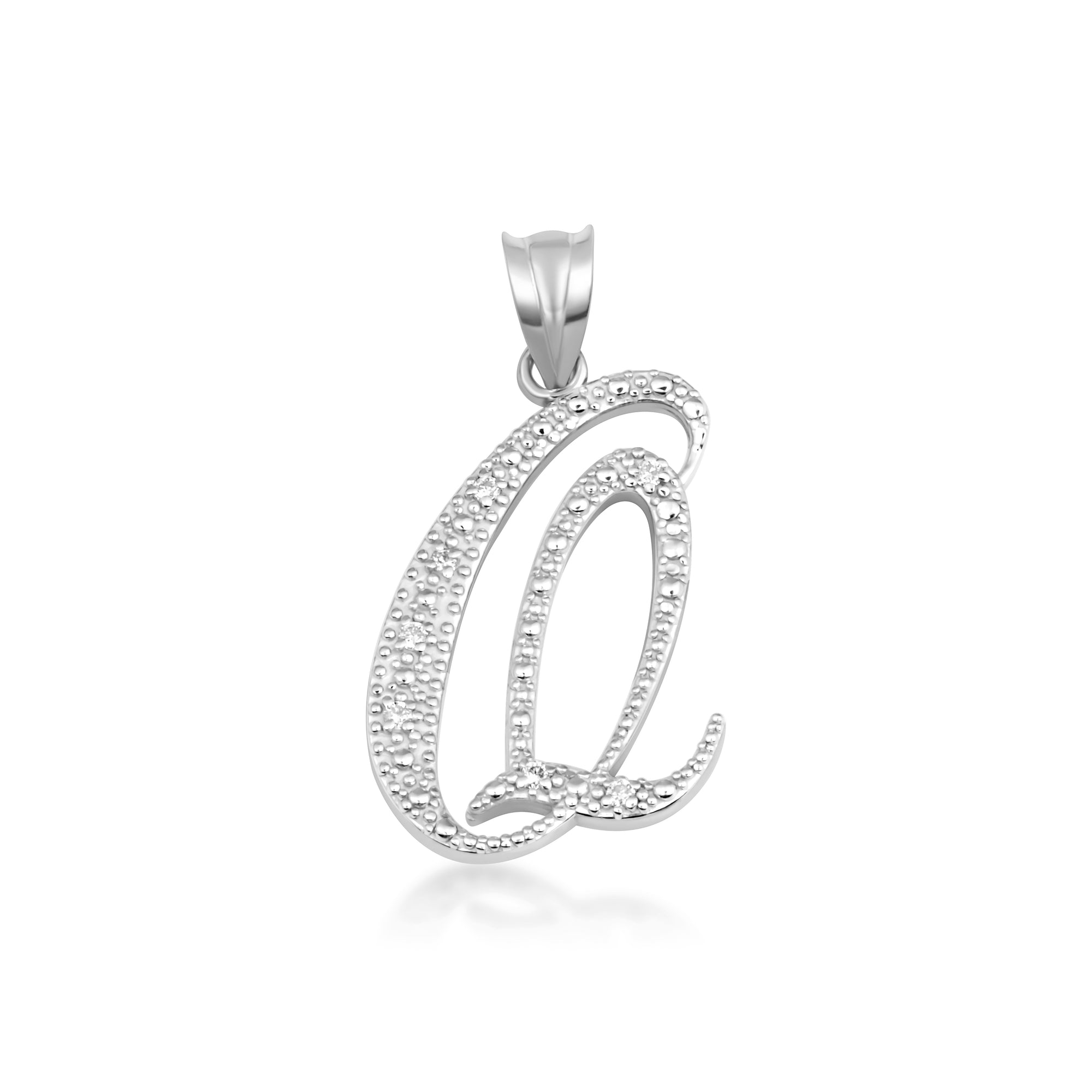 Sterling Silver Cursive Letter Script "A-Z" CZ Initial Pendant Necklace, view 20