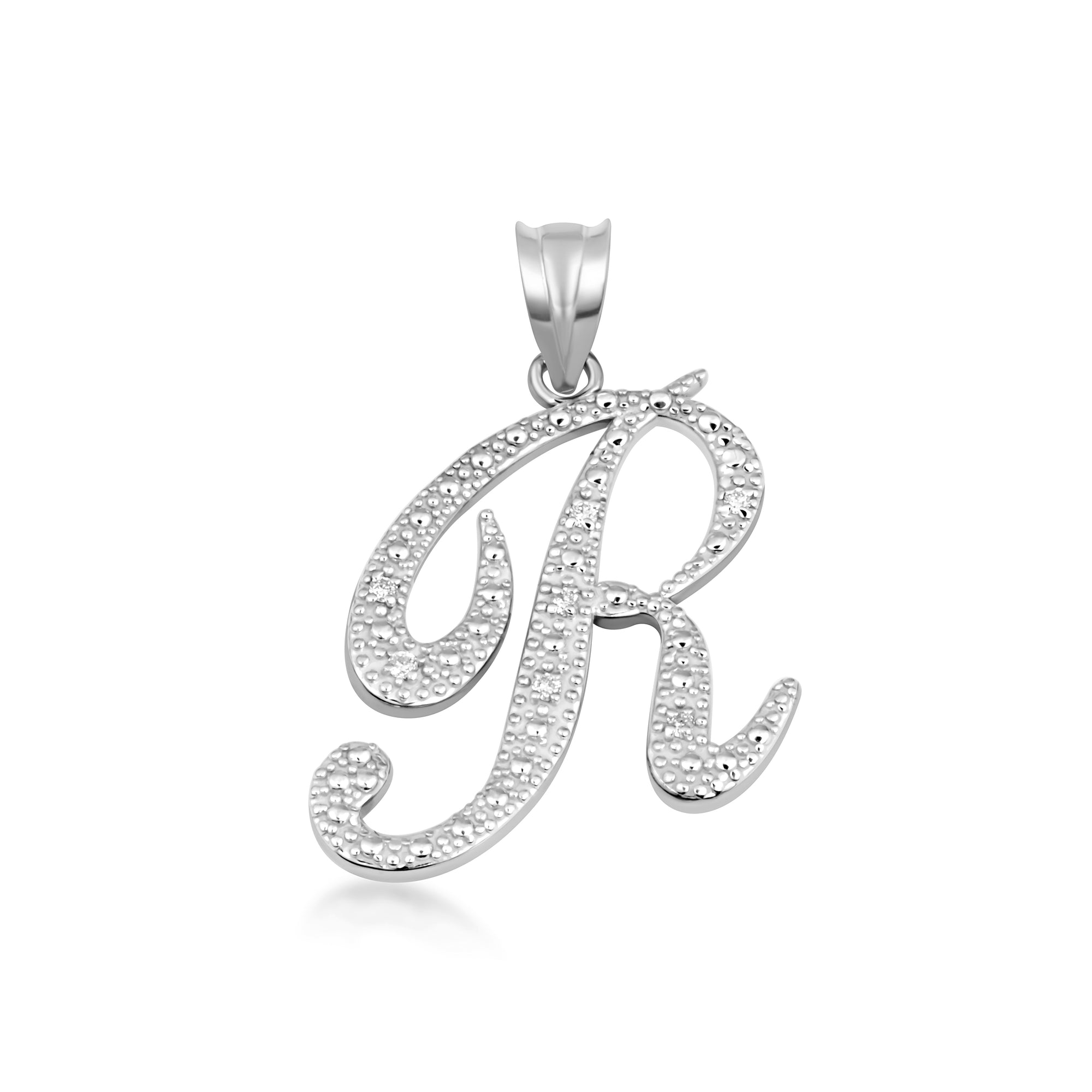 Sterling Silver Cursive Letter Script "A-Z" CZ Initial Pendant Necklace, view 21
