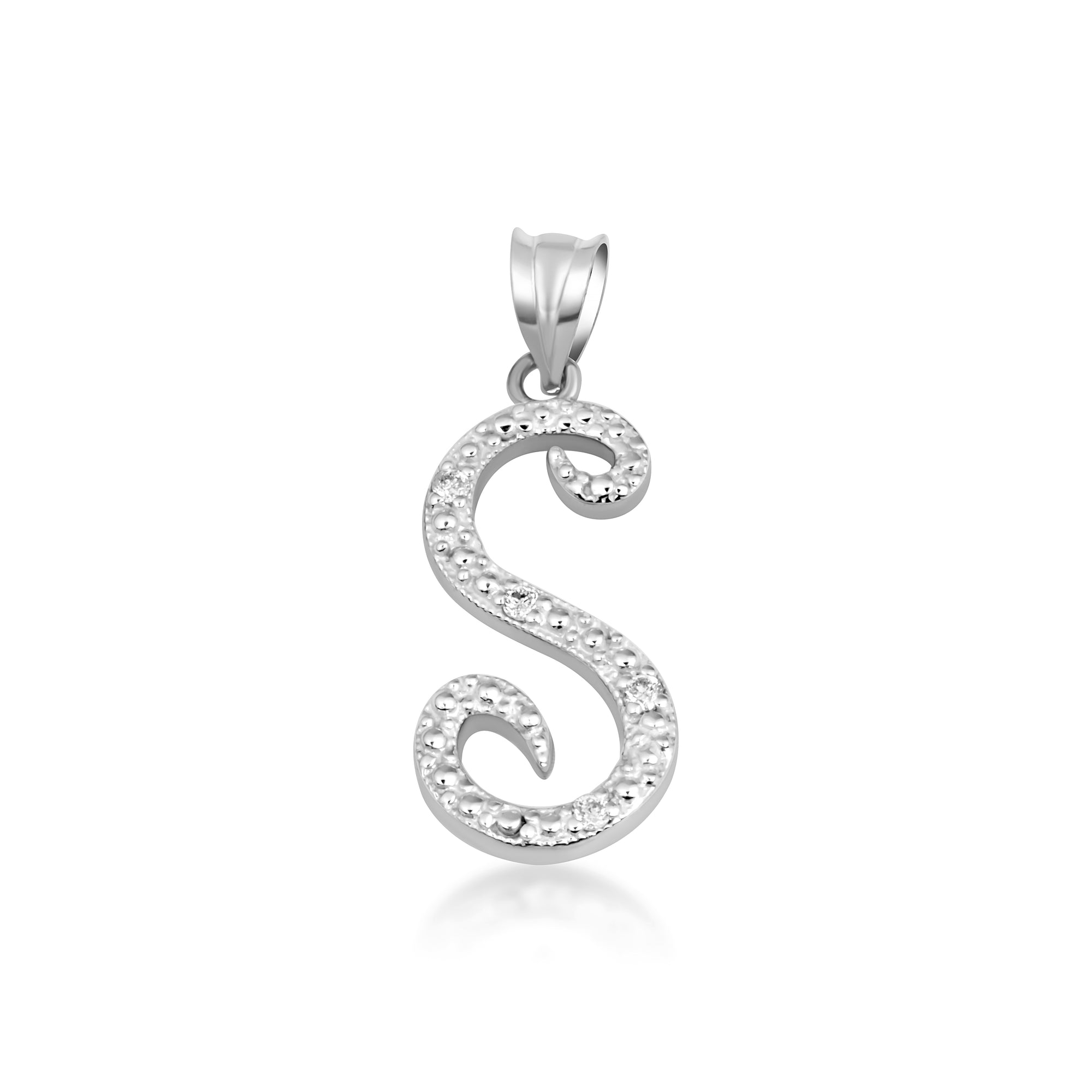 Sterling Silver Cursive Letter Script "A-Z" CZ Initial Pendant Necklace, view 22