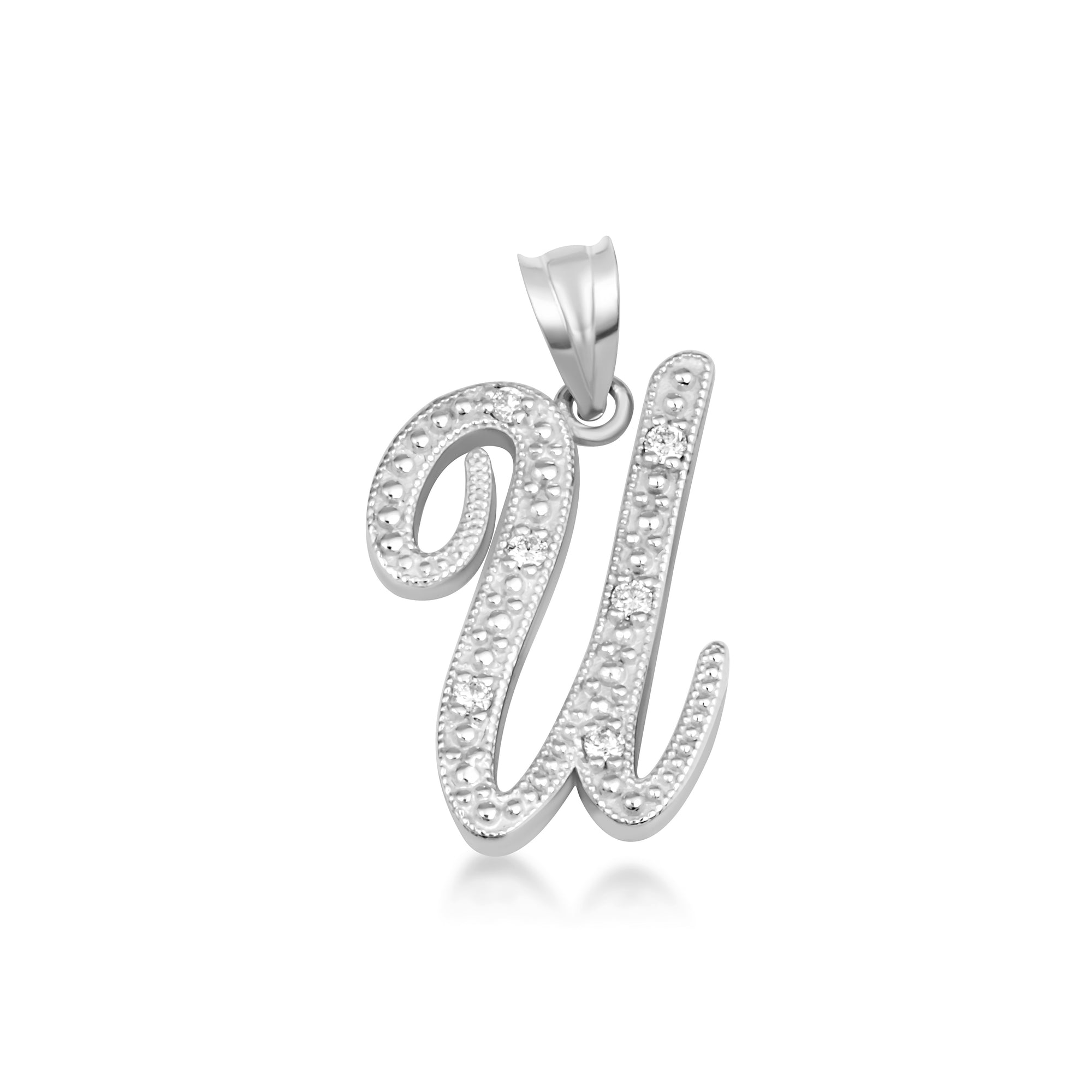 Sterling Silver Cursive Letter Script "A-Z" CZ Initial Pendant Necklace, view 24