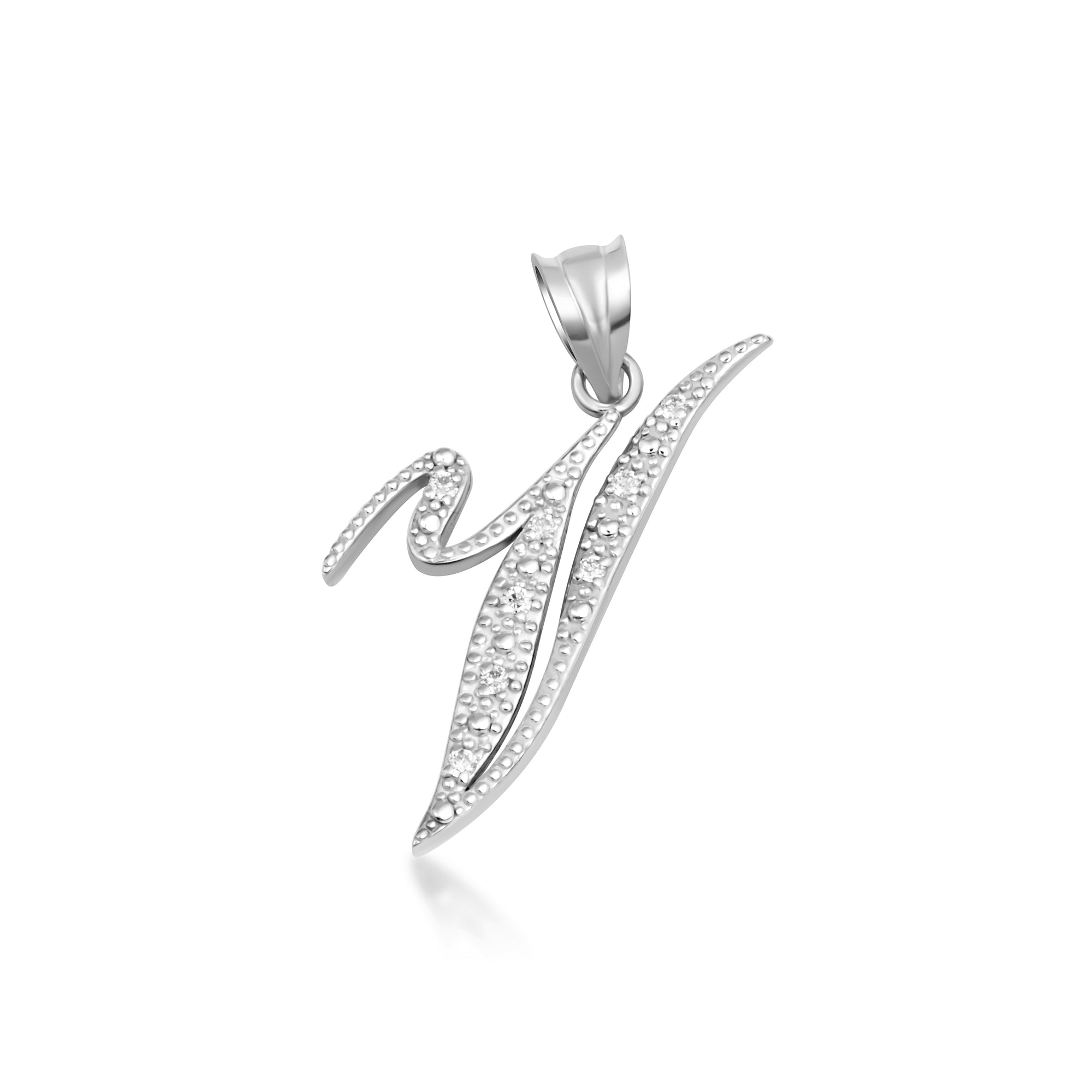 Sterling Silver Cursive Letter Script "A-Z" CZ Initial Pendant Necklace, view 25