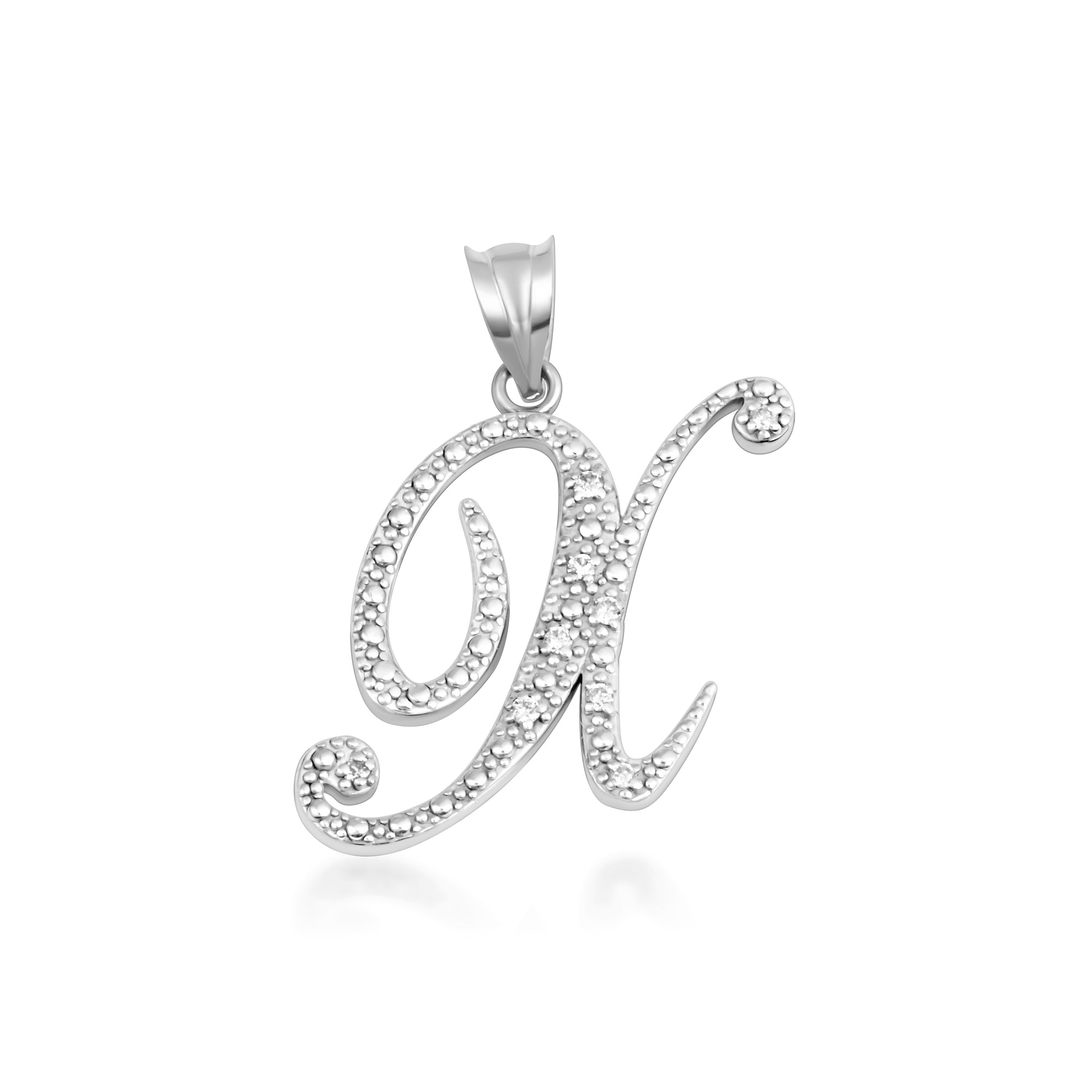 Sterling Silver Cursive Letter Script "A-Z" CZ Initial Pendant Necklace, view 27