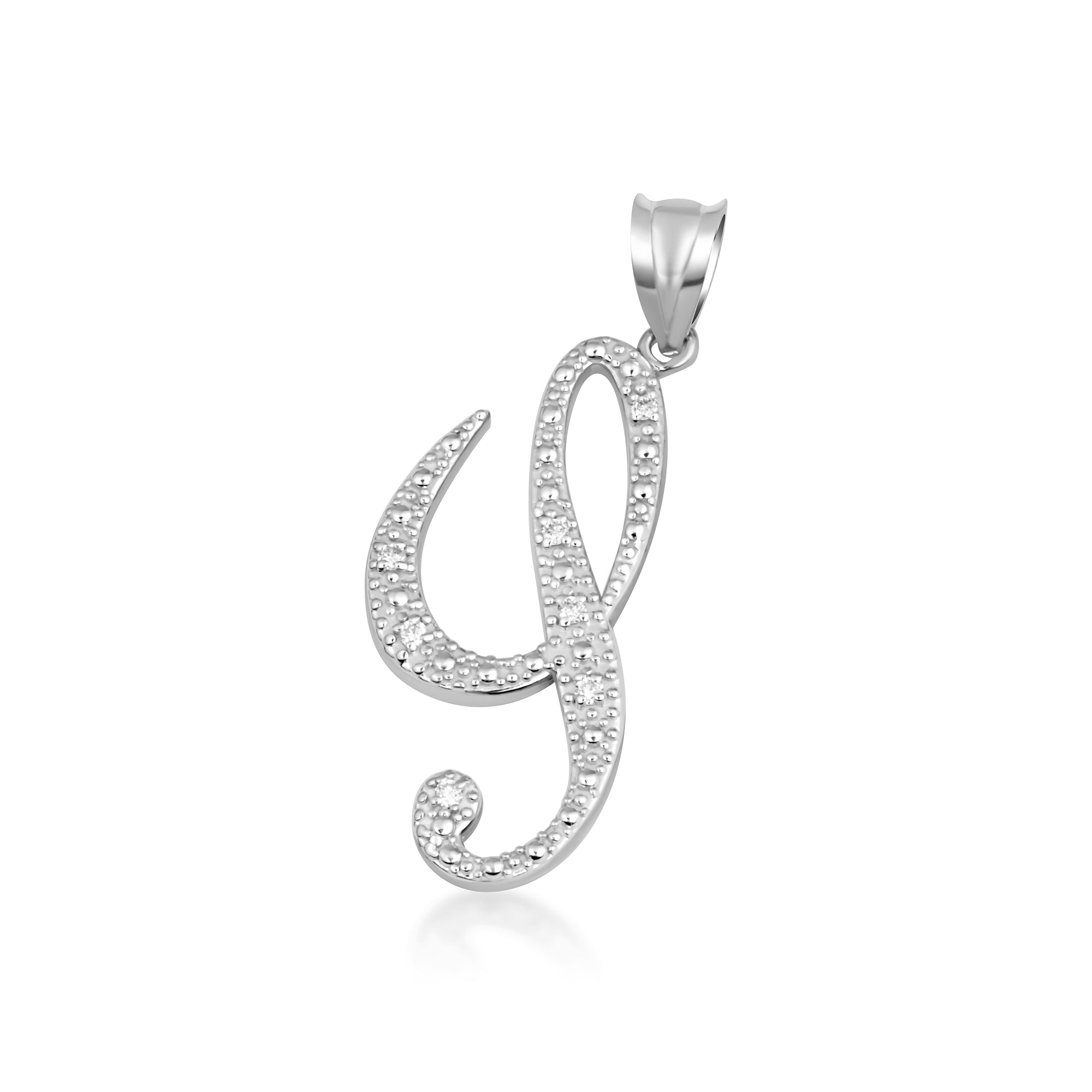 Sterling Silver Cursive Letter Script "A-Z" CZ Initial Pendant Necklace, view 28