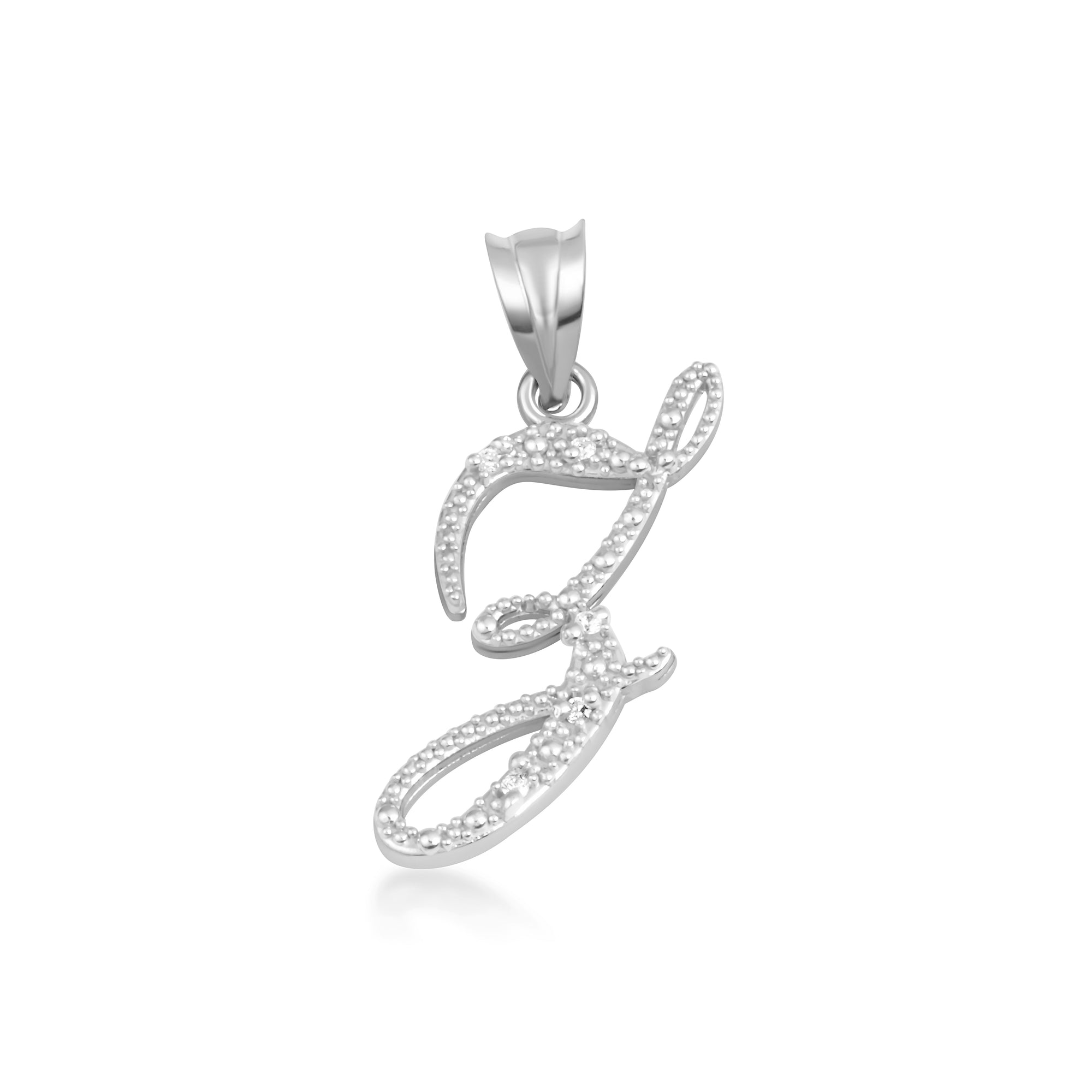 Sterling Silver Cursive Letter Script "A-Z" CZ Initial Pendant Necklace, view 29