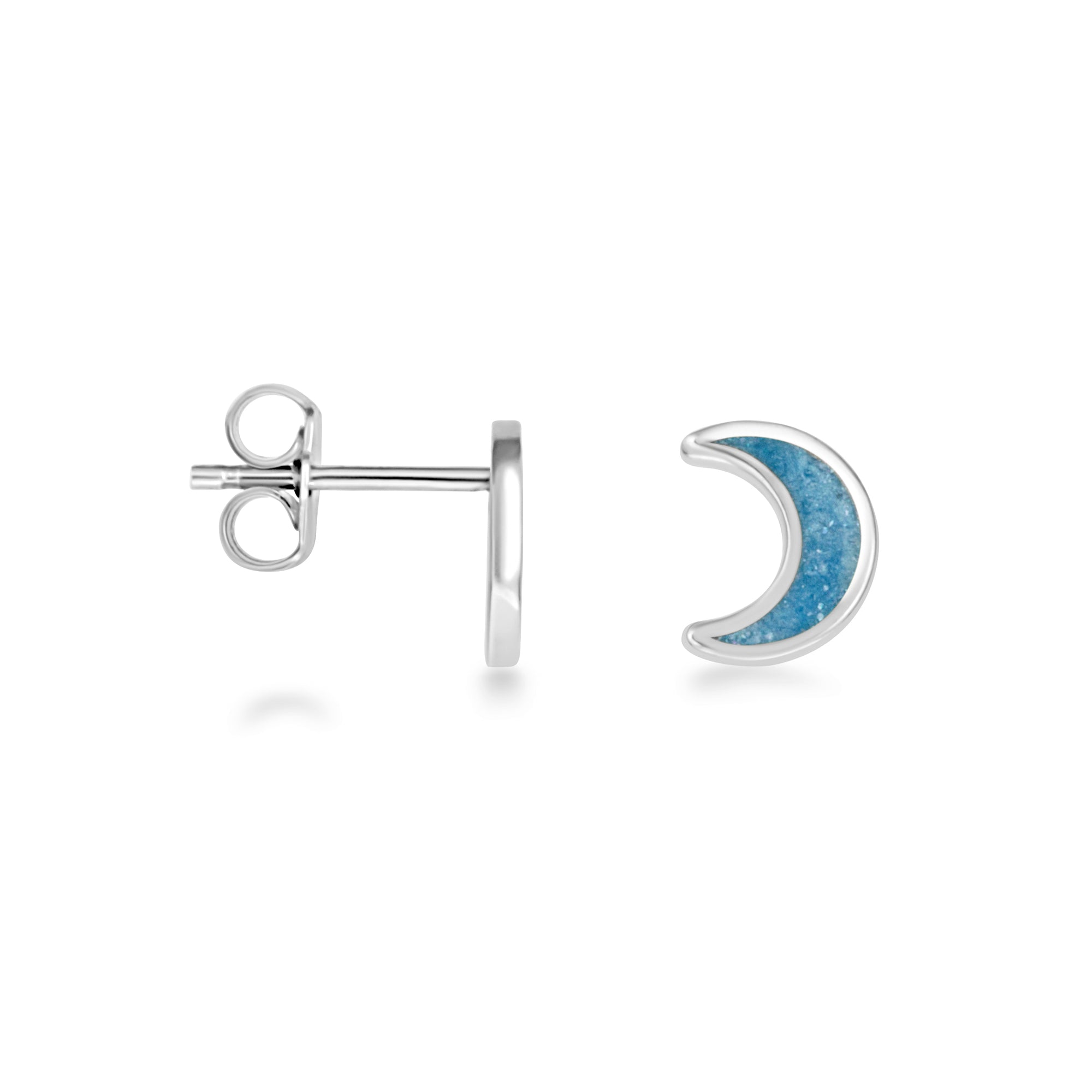 Sterling Silver Custom Enamel Moon Stud Earrings, view 5