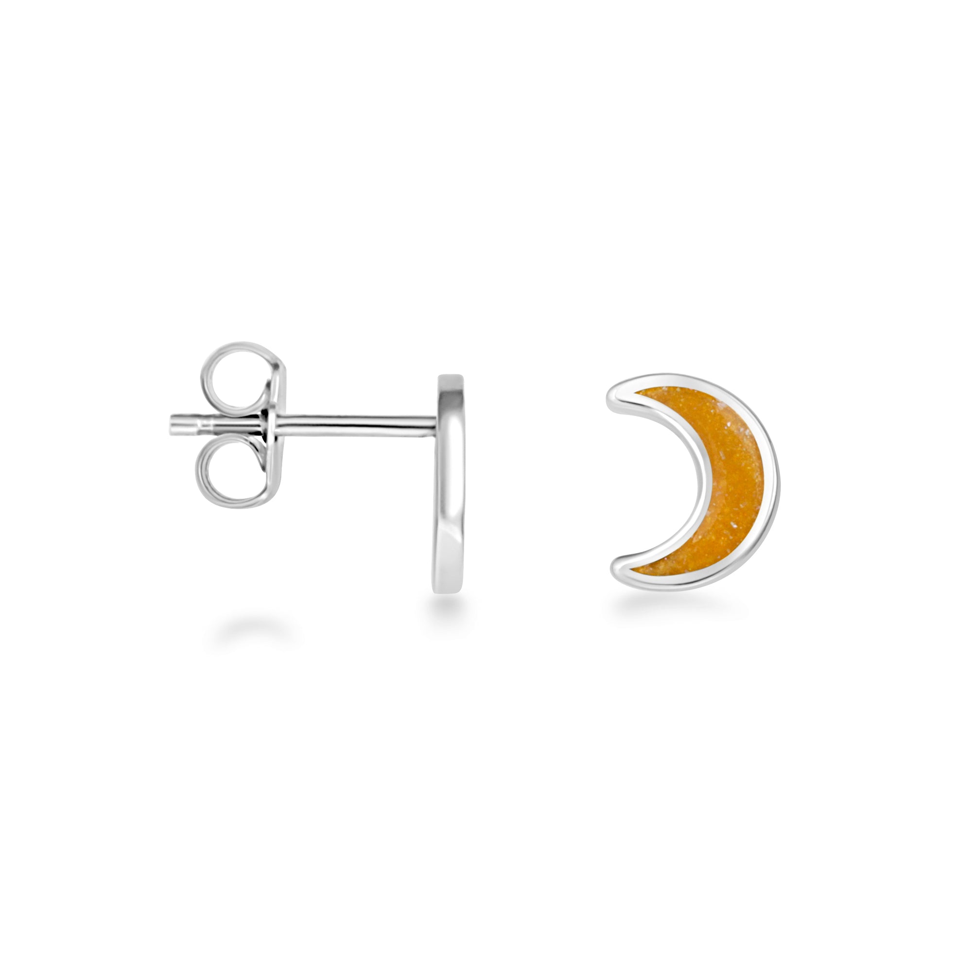 Sterling Silver Custom Enamel Moon Stud Earrings, view 6