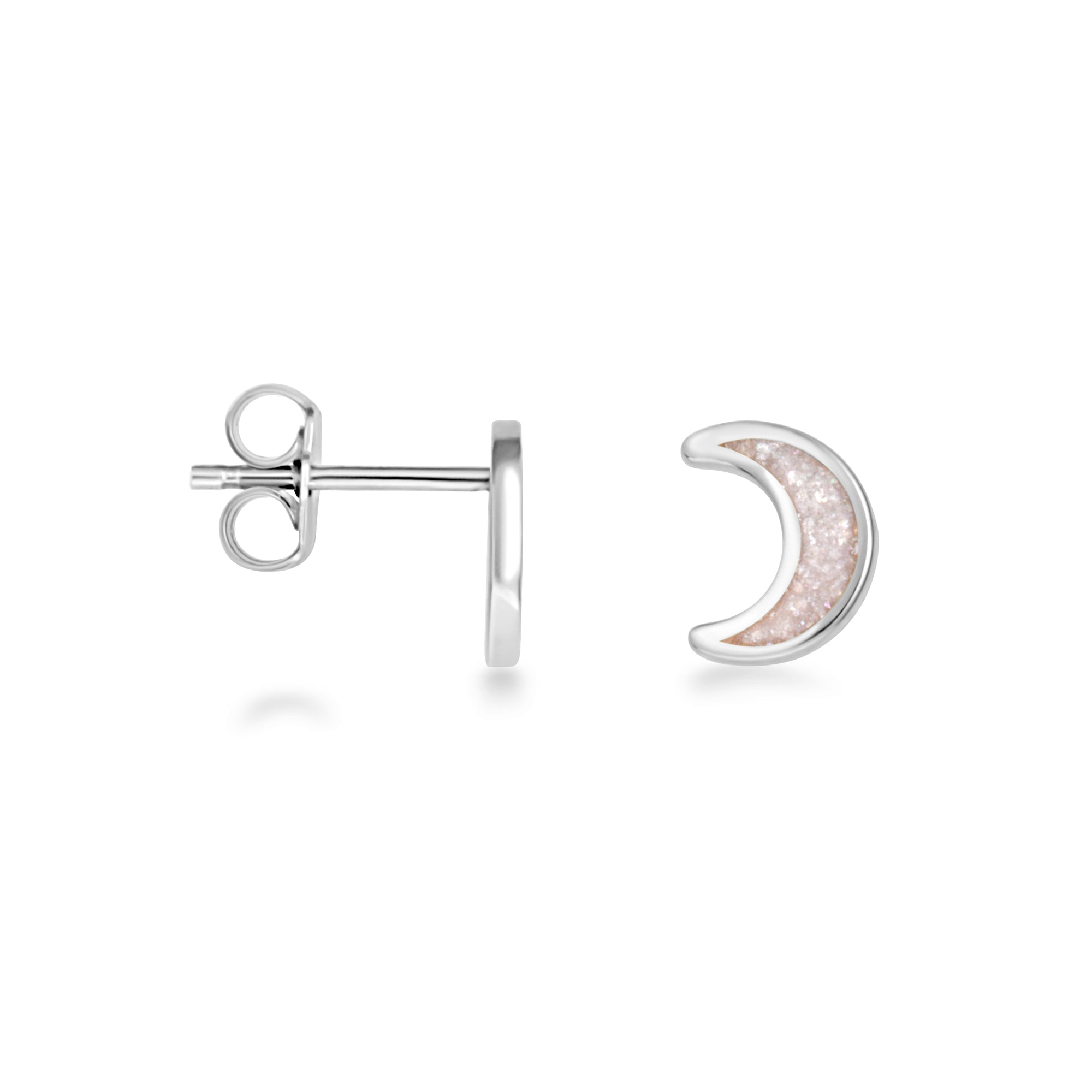Sterling Silver Custom Enamel Moon Stud Earrings, view 8