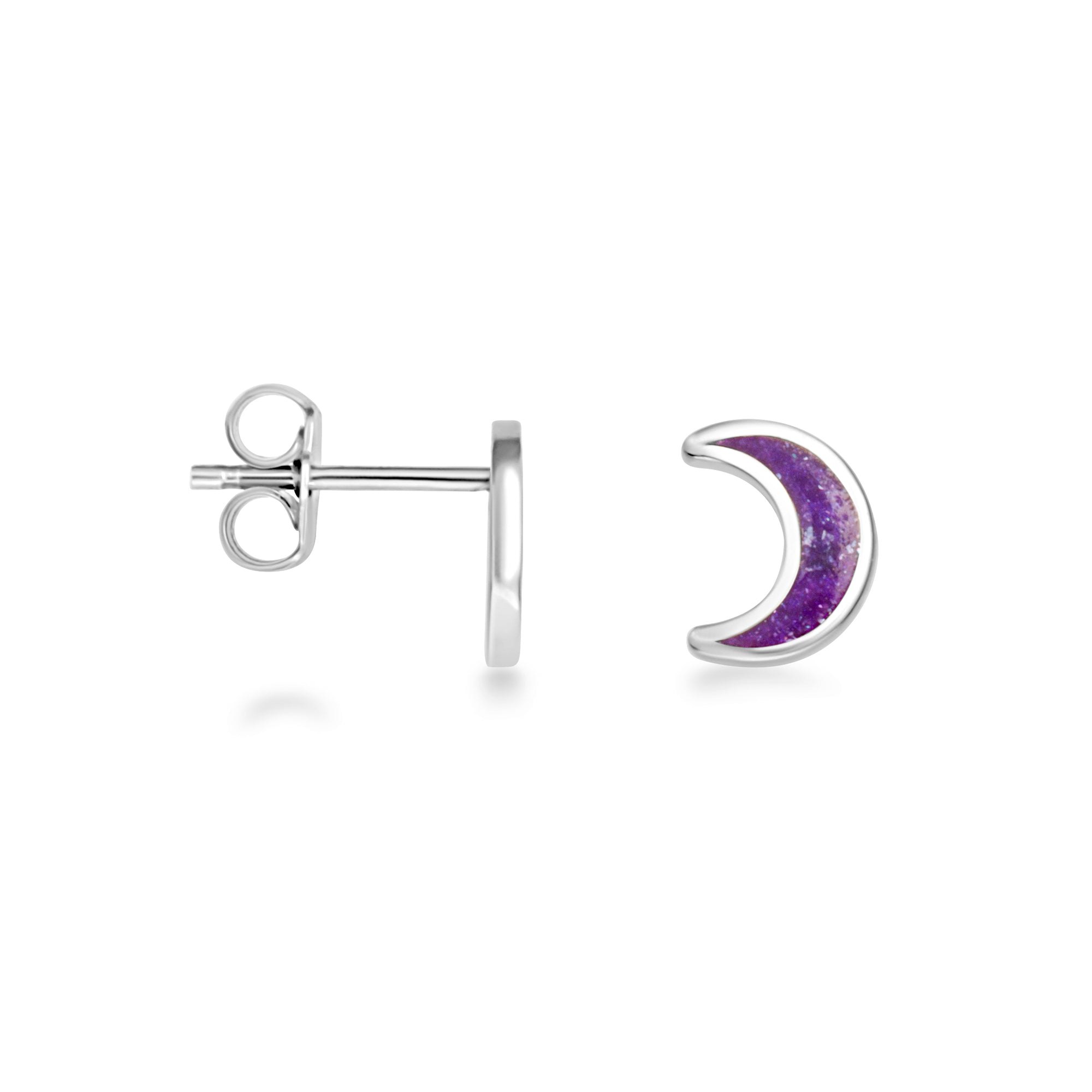 Sterling Silver Custom Enamel Moon Stud Earrings, view 9