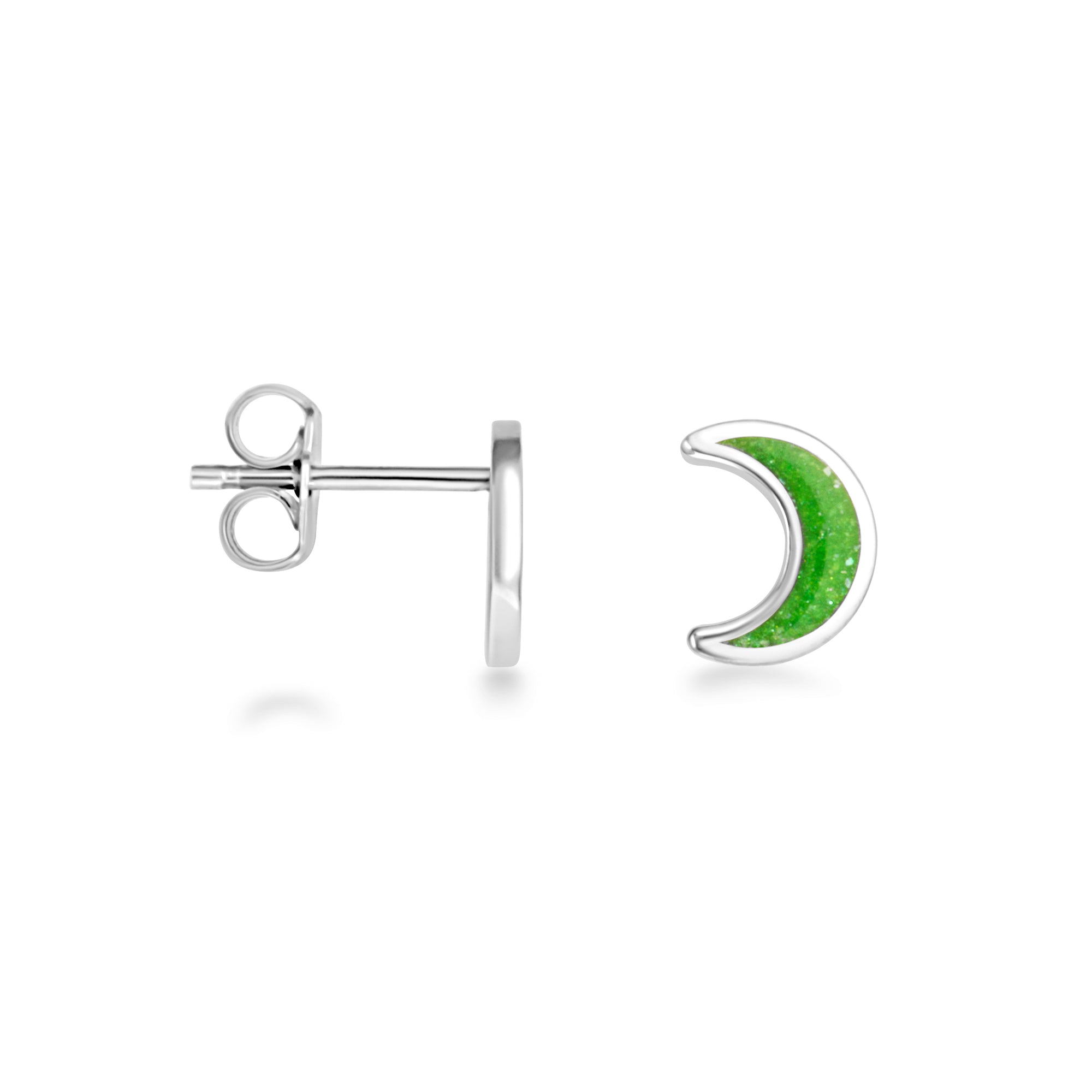 Sterling Silver Custom Enamel Moon Stud Earrings, view 10