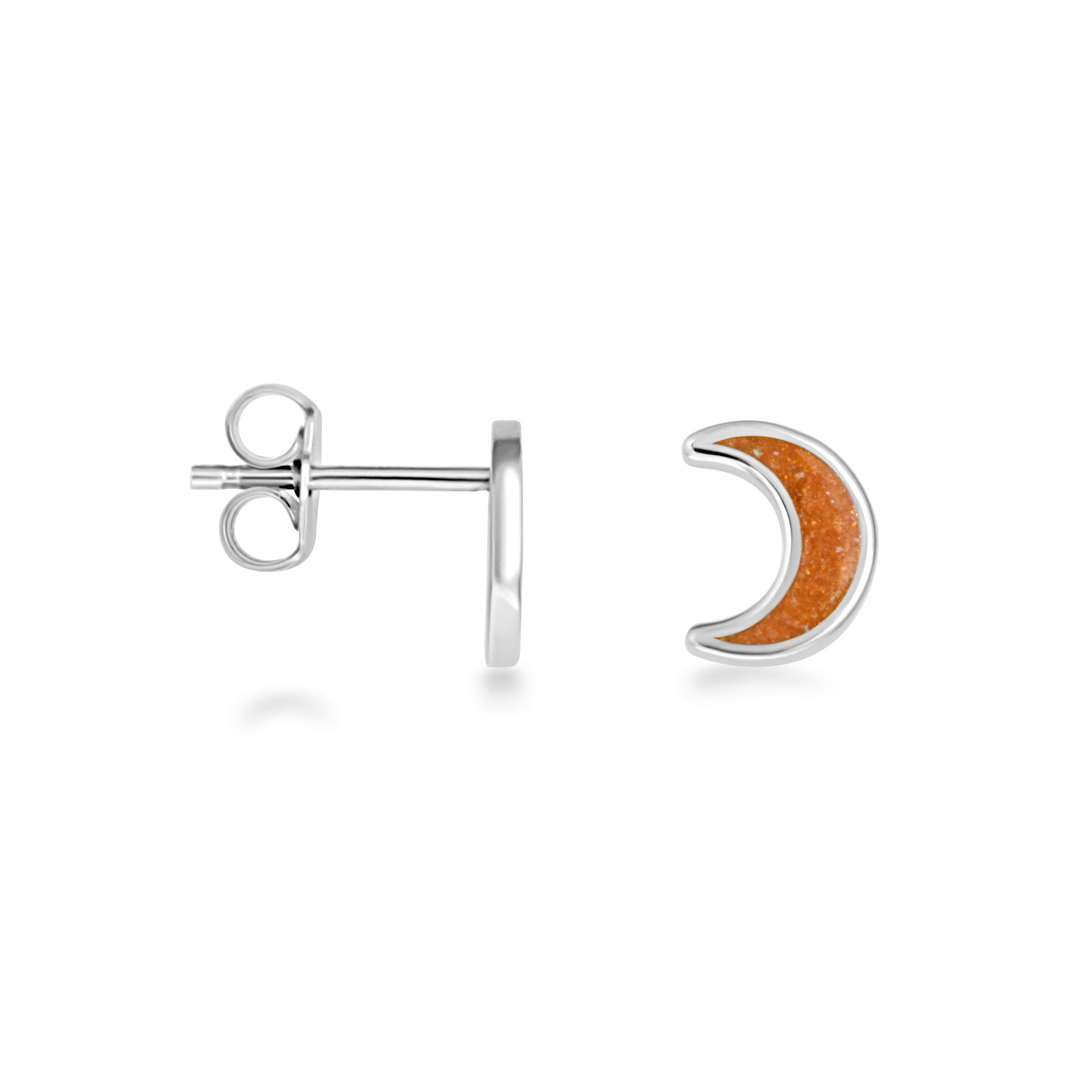 Sterling Silver Custom Enamel Moon Stud Earrings, view 13