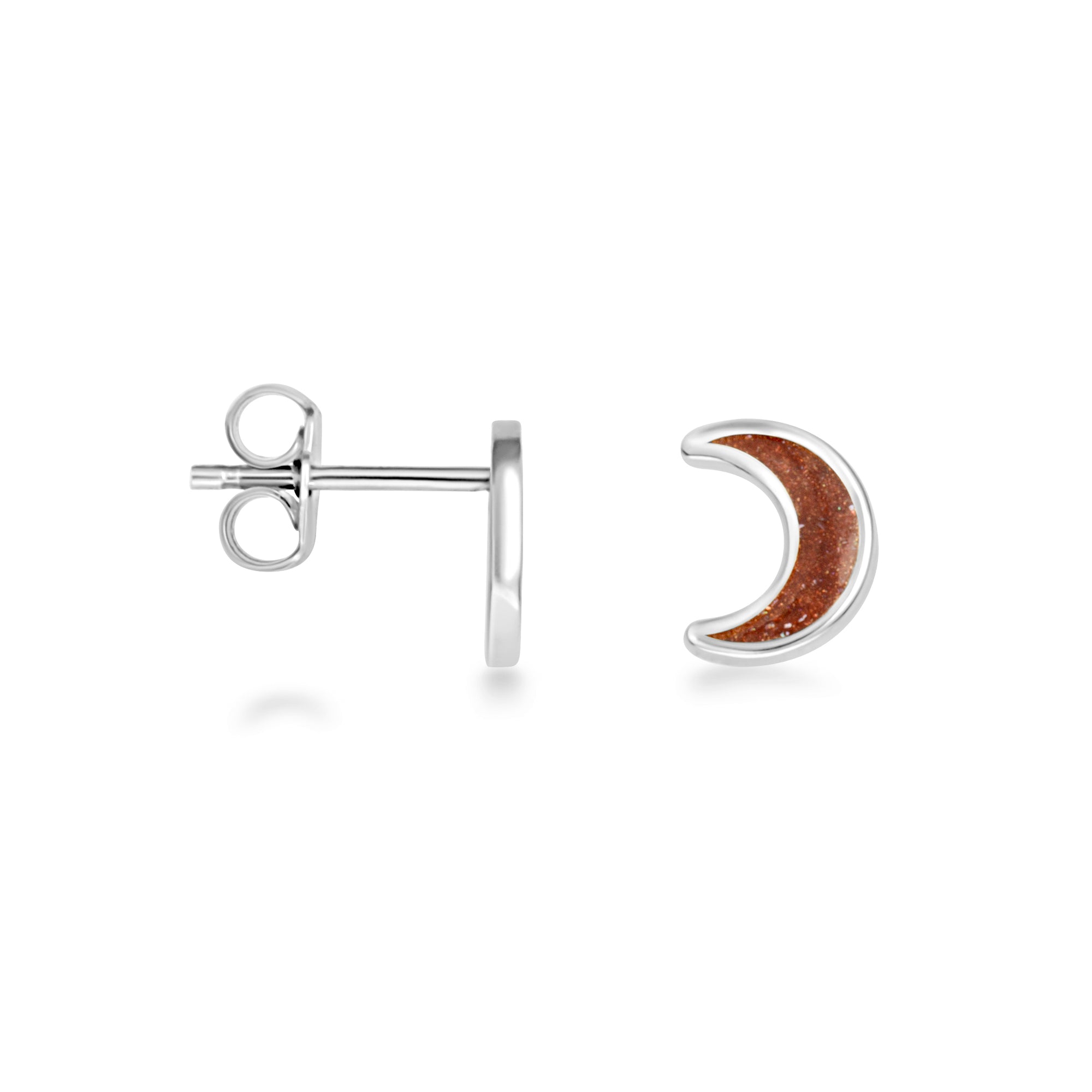 Sterling Silver Custom Enamel Moon Stud Earrings, view 14