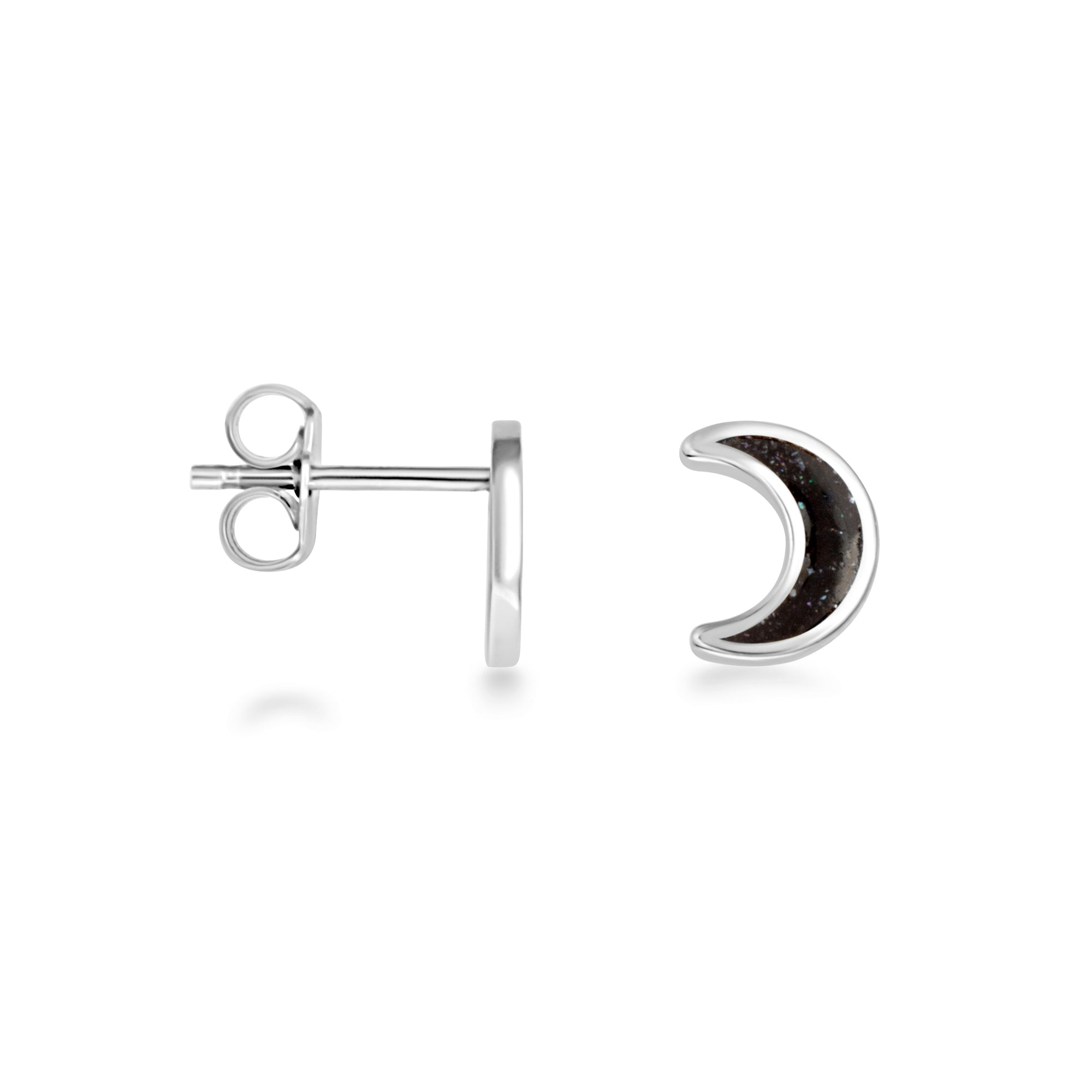 Sterling Silver Custom Enamel Moon Stud Earrings, view 15