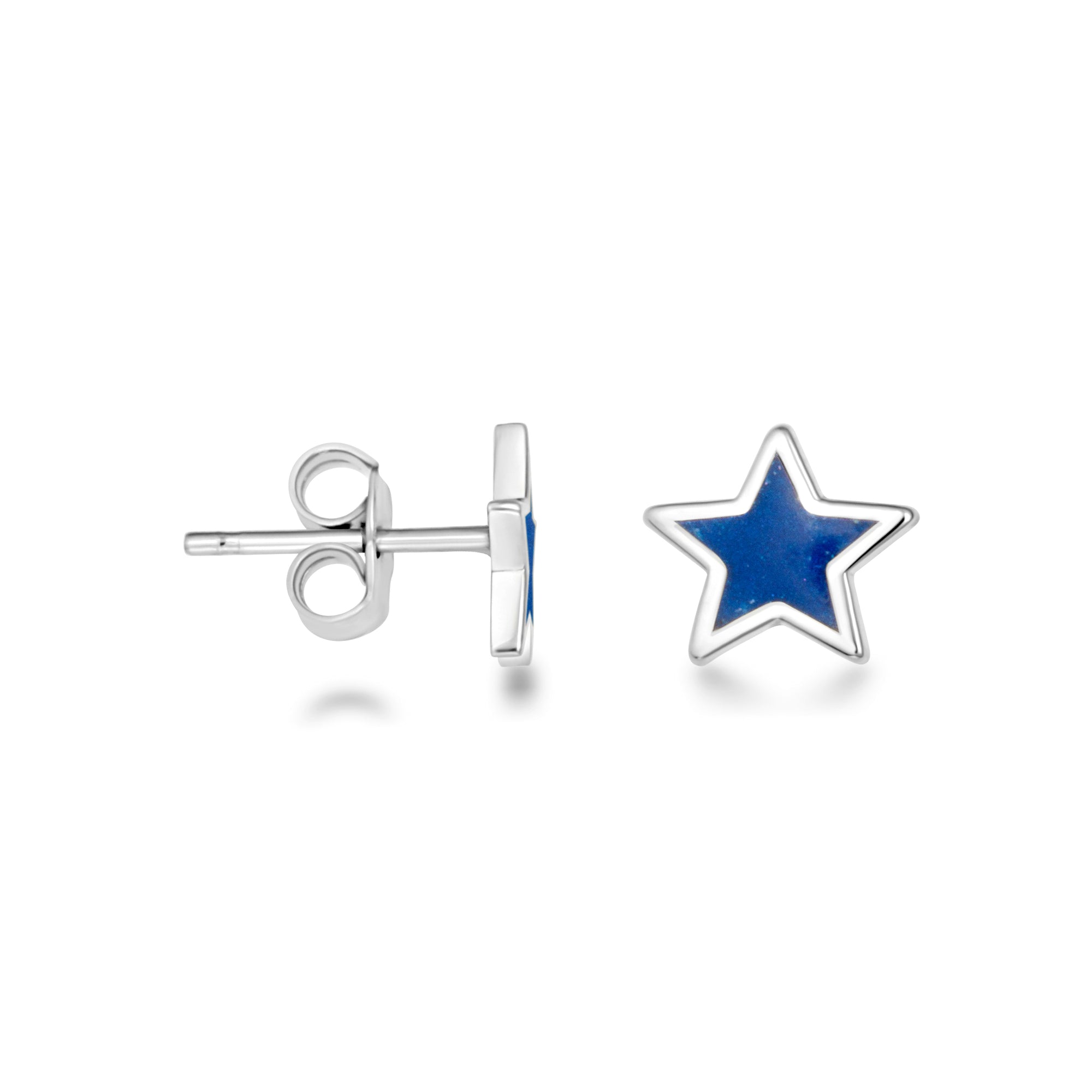 Sterling Silver Custom Enamel Star Stud Earrings, view 4