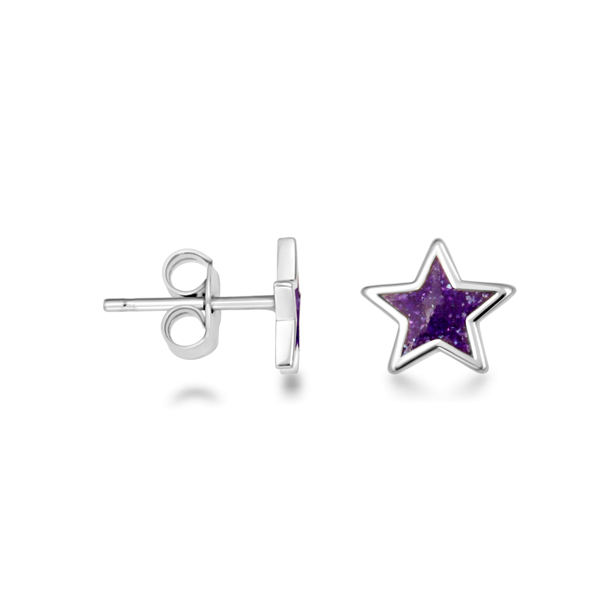 Sterling Silver Custom Enamel Star Stud Earrings, view 8