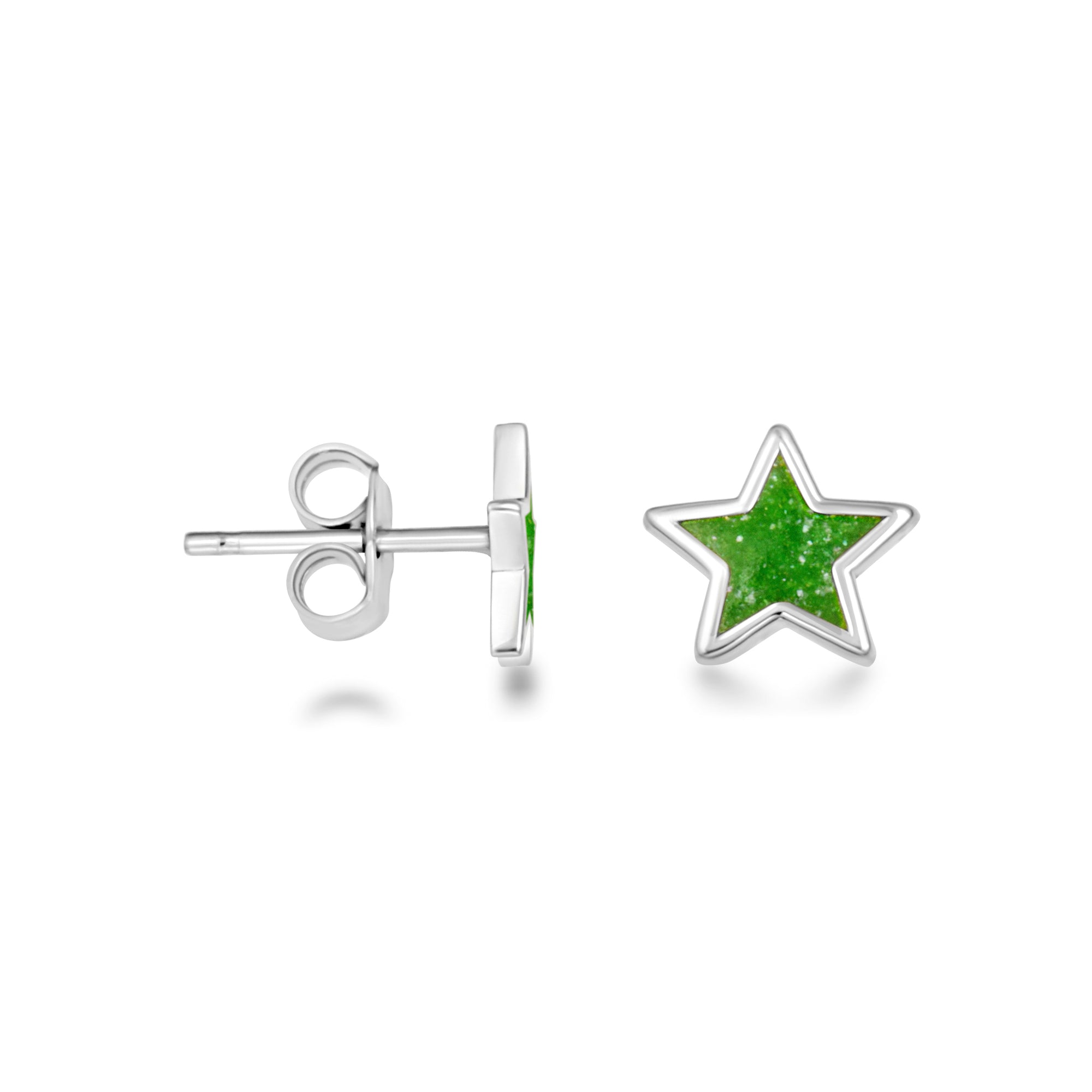 Sterling Silver Custom Enamel Star Stud Earrings, view 9