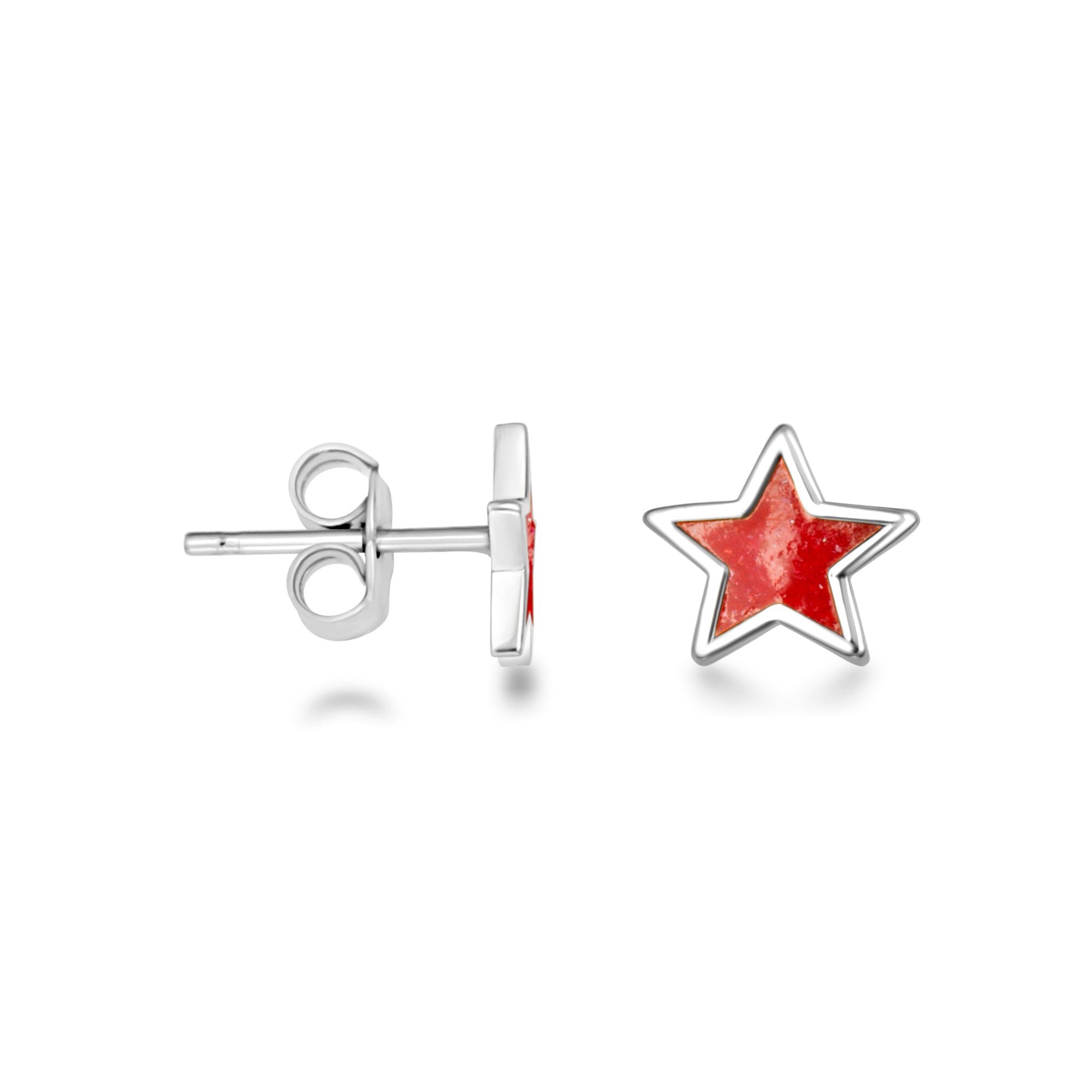 Sterling Silver Custom Enamel Star Stud Earrings, view 10