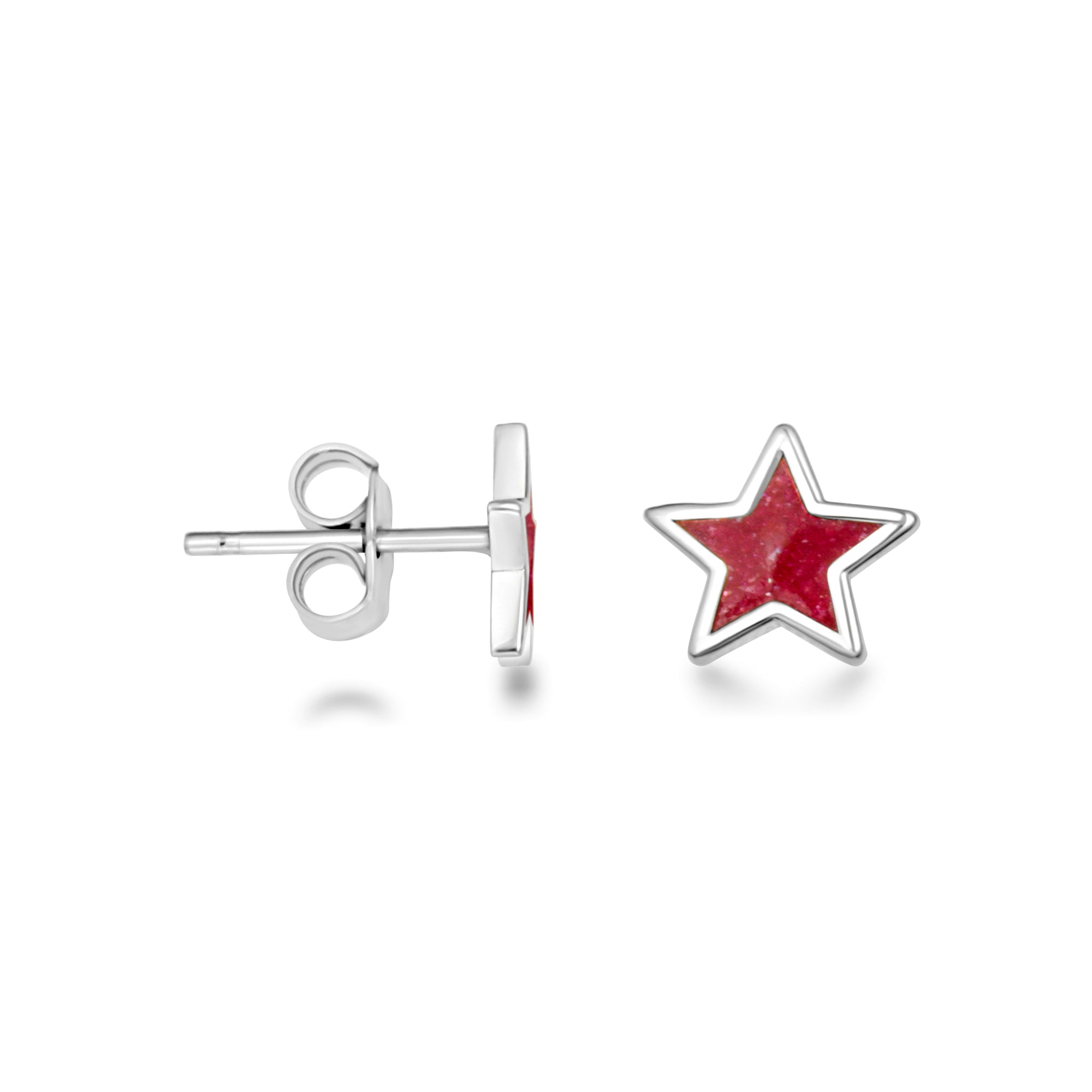 Sterling Silver Custom Enamel Star Stud Earrings, view 11