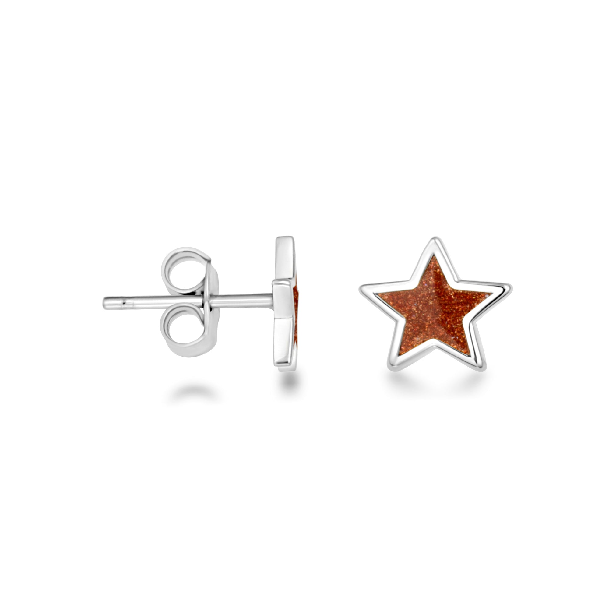 Sterling Silver Custom Enamel Star Stud Earrings, view 12