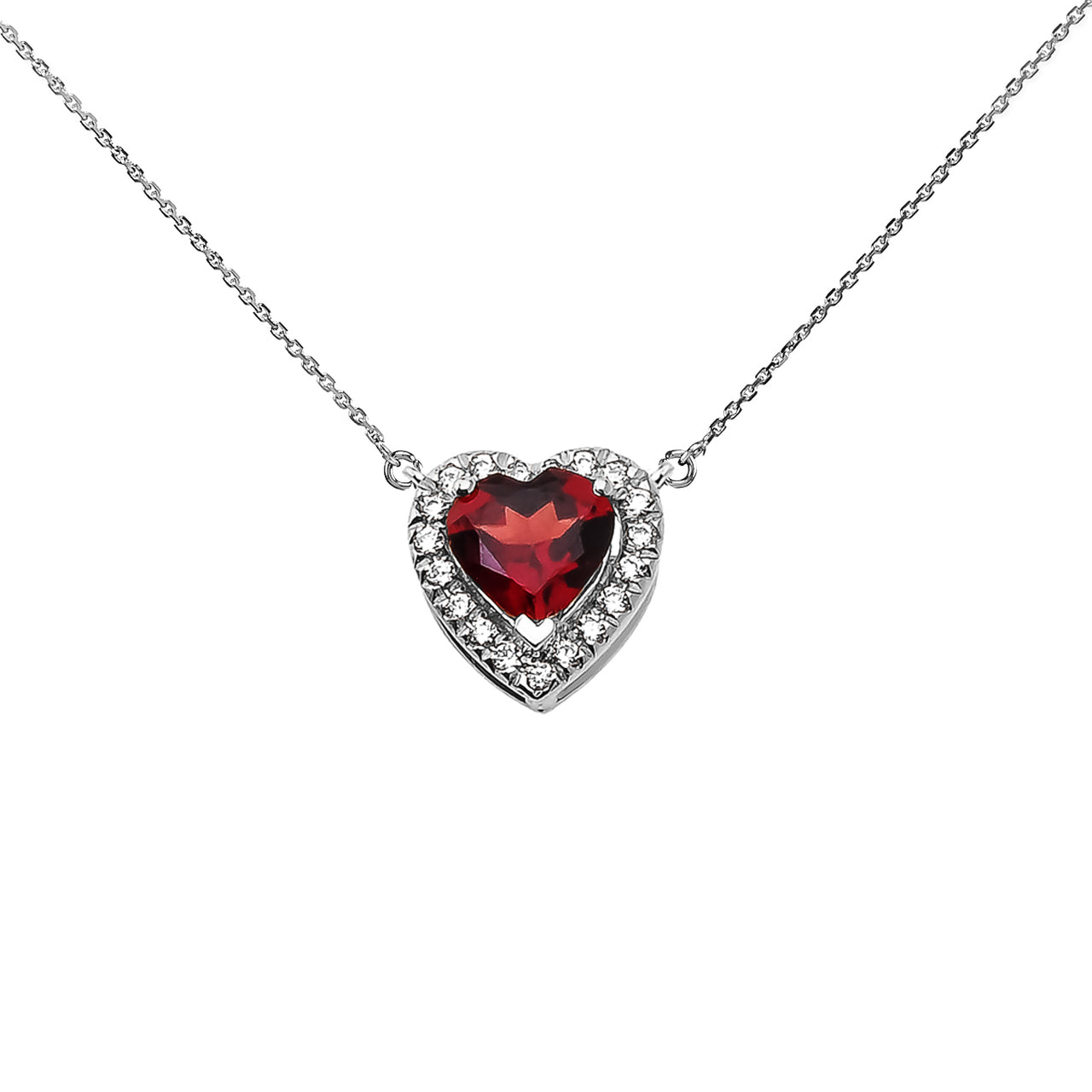 Sterling Silver Custom Heart Birthstone Diamond Pendant Necklace, view 3