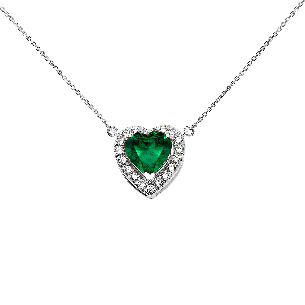 Sterling Silver Custom Heart Birthstone Diamond Pendant Necklace, view 7