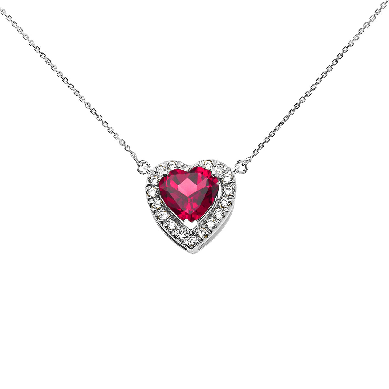 Sterling Silver Custom Heart Birthstone Diamond Pendant Necklace, view 9