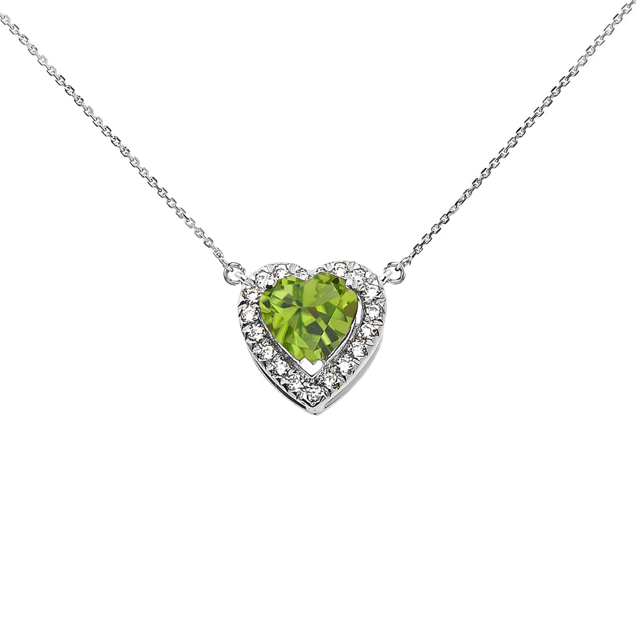 Sterling Silver Custom Heart Birthstone Diamond Pendant Necklace, view 10