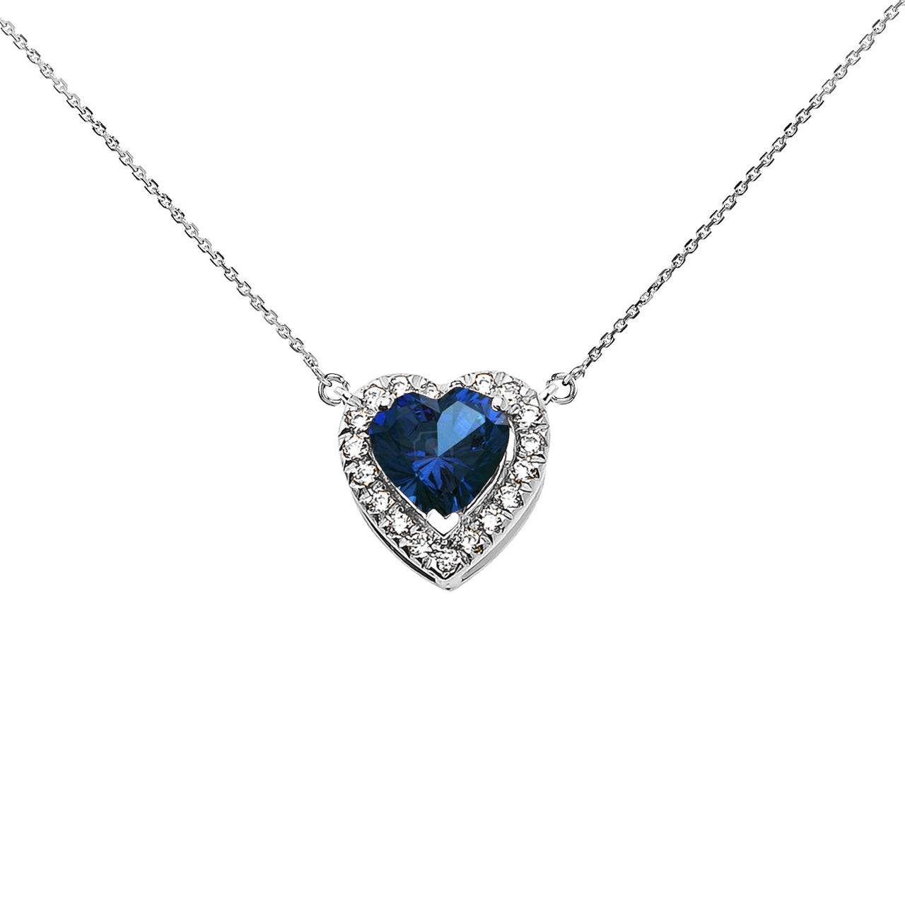 Sterling Silver Custom Heart Birthstone Diamond Pendant Necklace, view 11