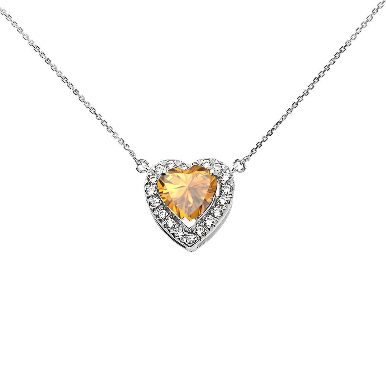 Sterling Silver Custom Heart Birthstone Diamond Pendant Necklace, view 13