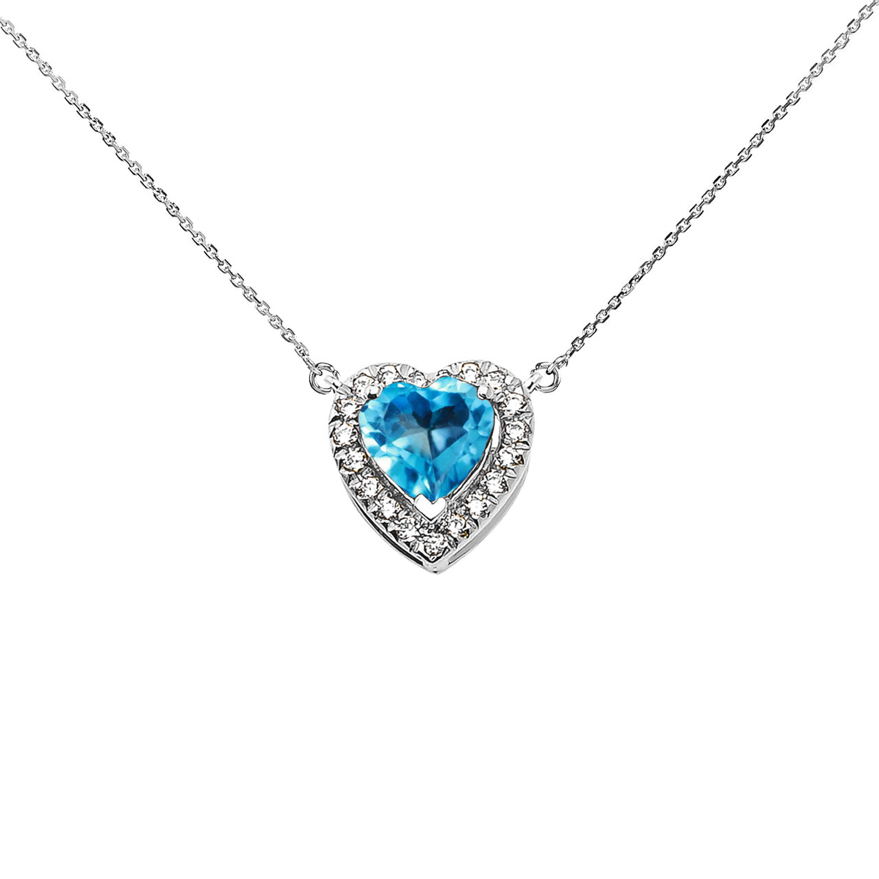 Sterling Silver Custom Heart Birthstone Diamond Pendant Necklace, view 14