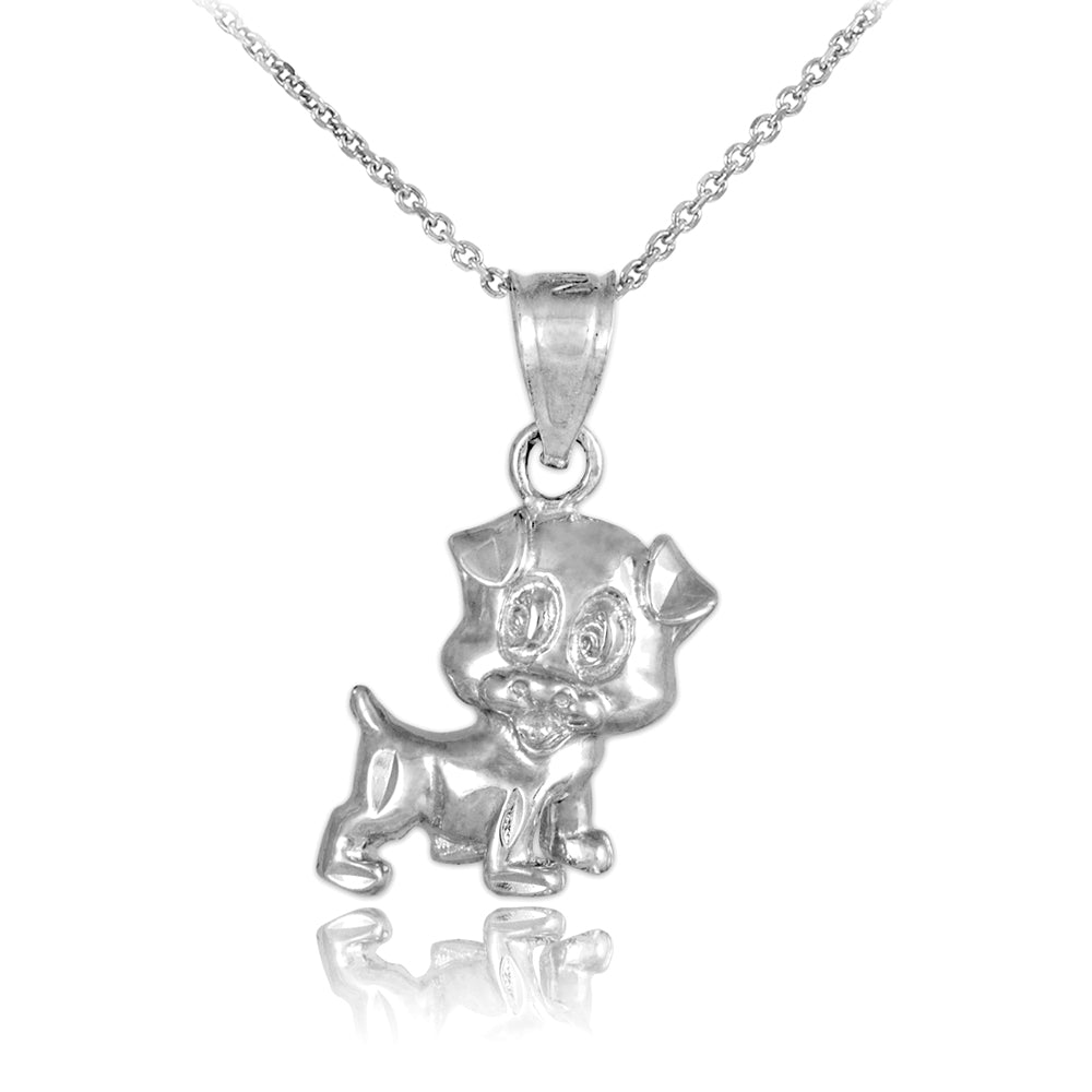 Sterling Silver Cute Puppy Charm Necklace