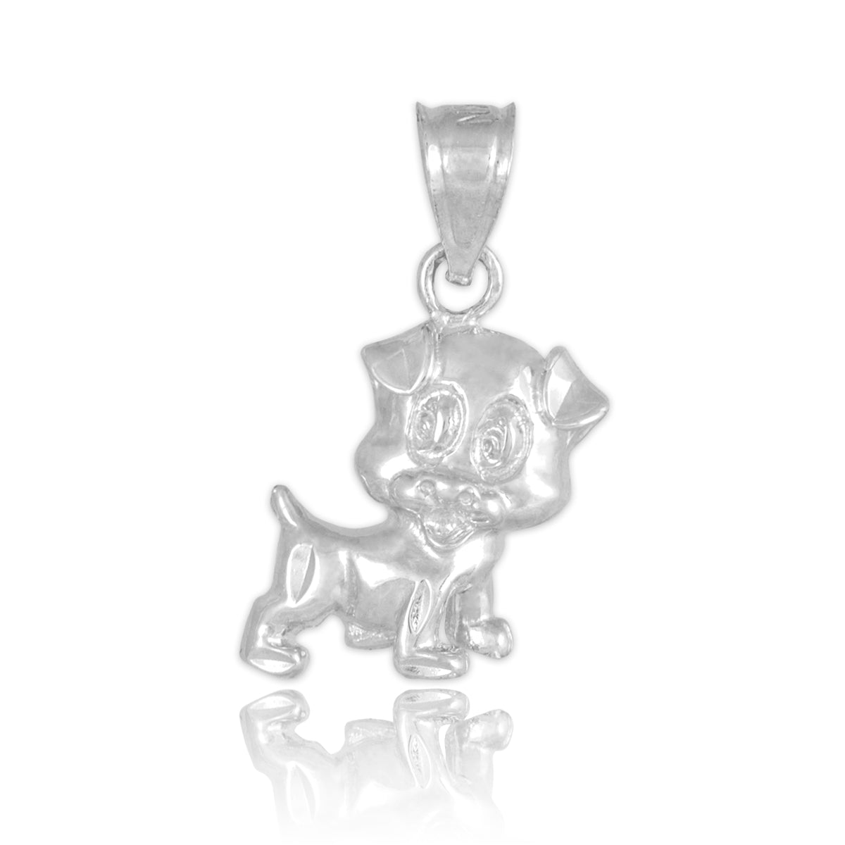 Sterling Silver Cute Puppy Charm Necklace, view 2