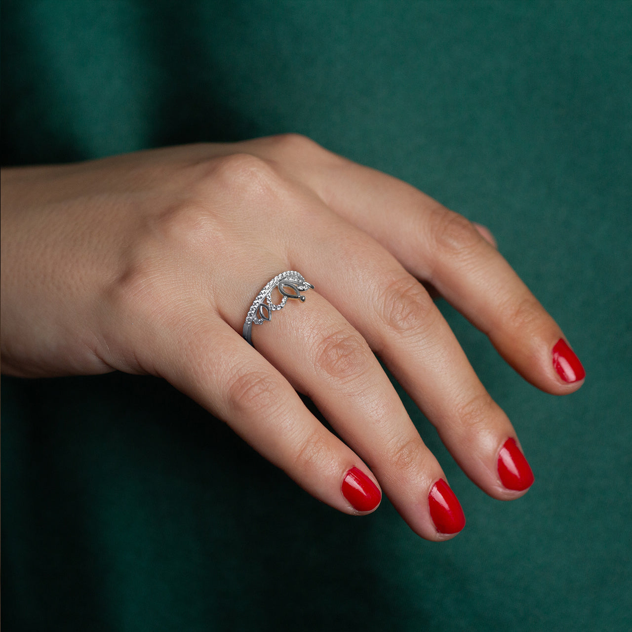 Sterling Silver CZ Crown Tiara Ring, view 3