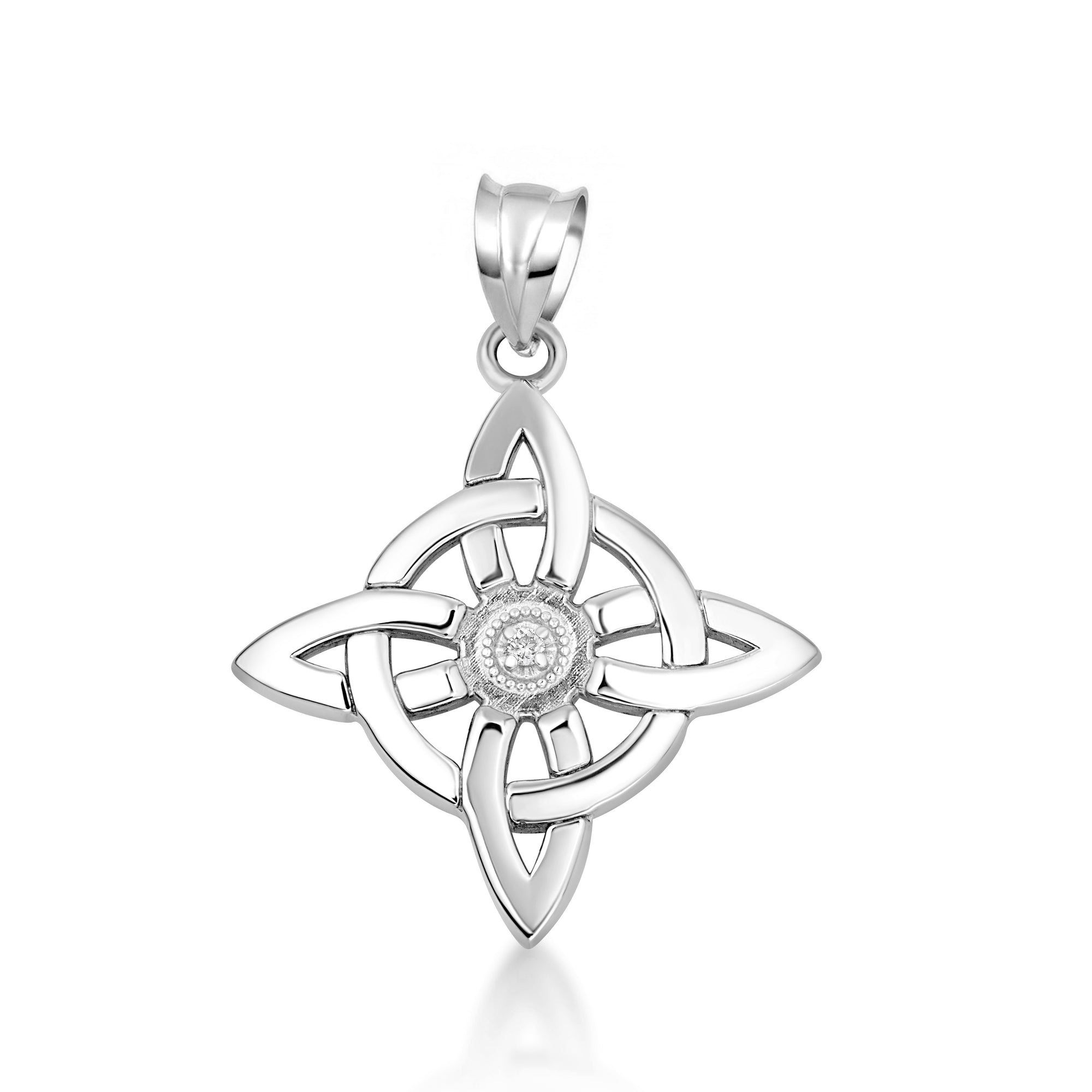 Sterling Silver CZ Wiccan Witches' Pagan Magic Knot Pendant Necklace