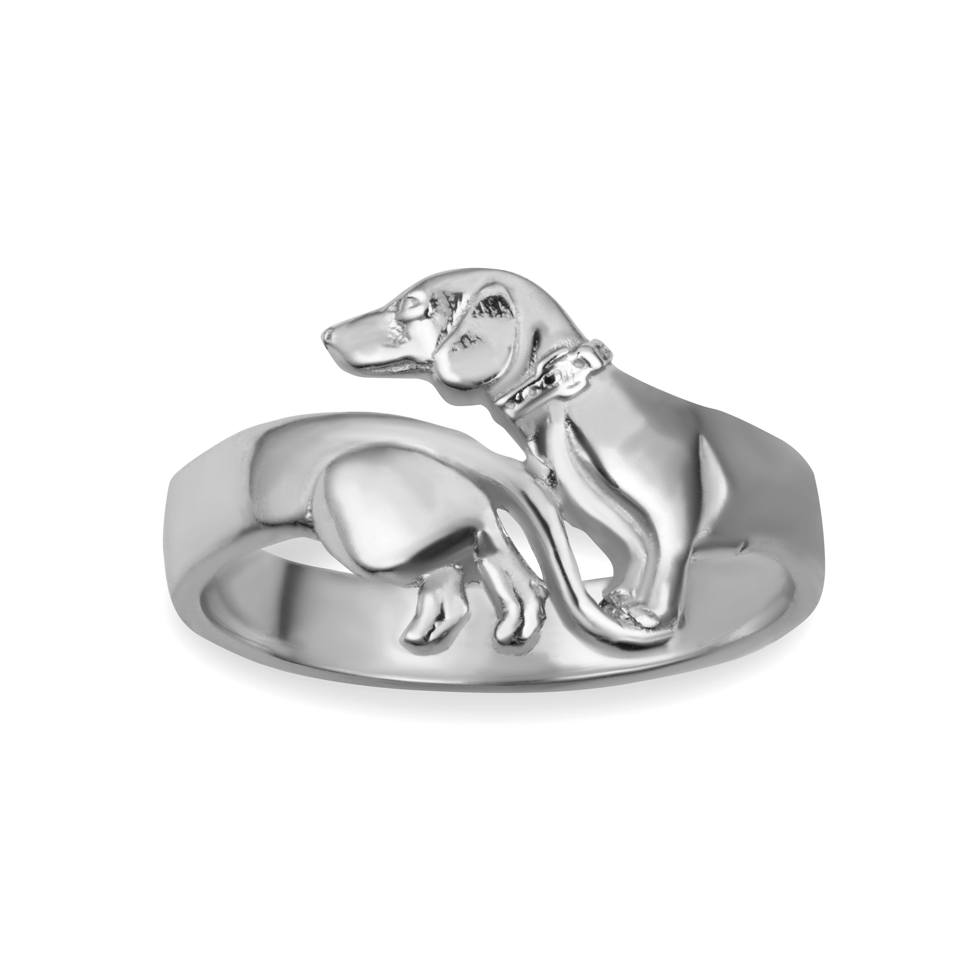 Sterling Silver Dachshund Pet Dog Band Ring