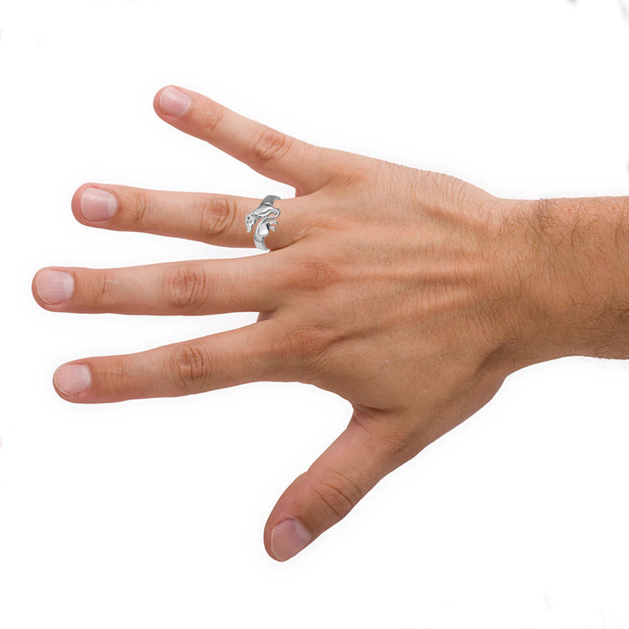 Sterling Silver Dachshund Pet Dog Band Ring, view 3