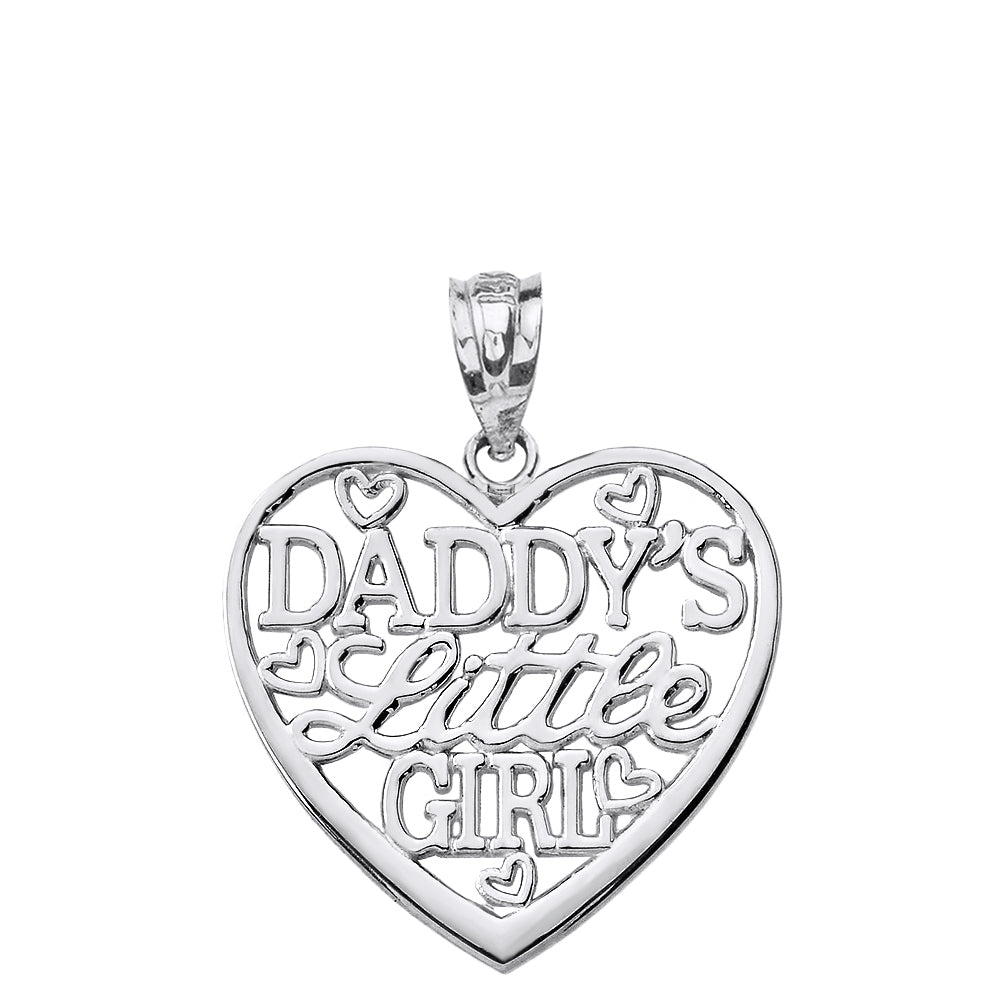Sterling Silver Daddy's Little Girl Heart Pendant Necklace, view 2