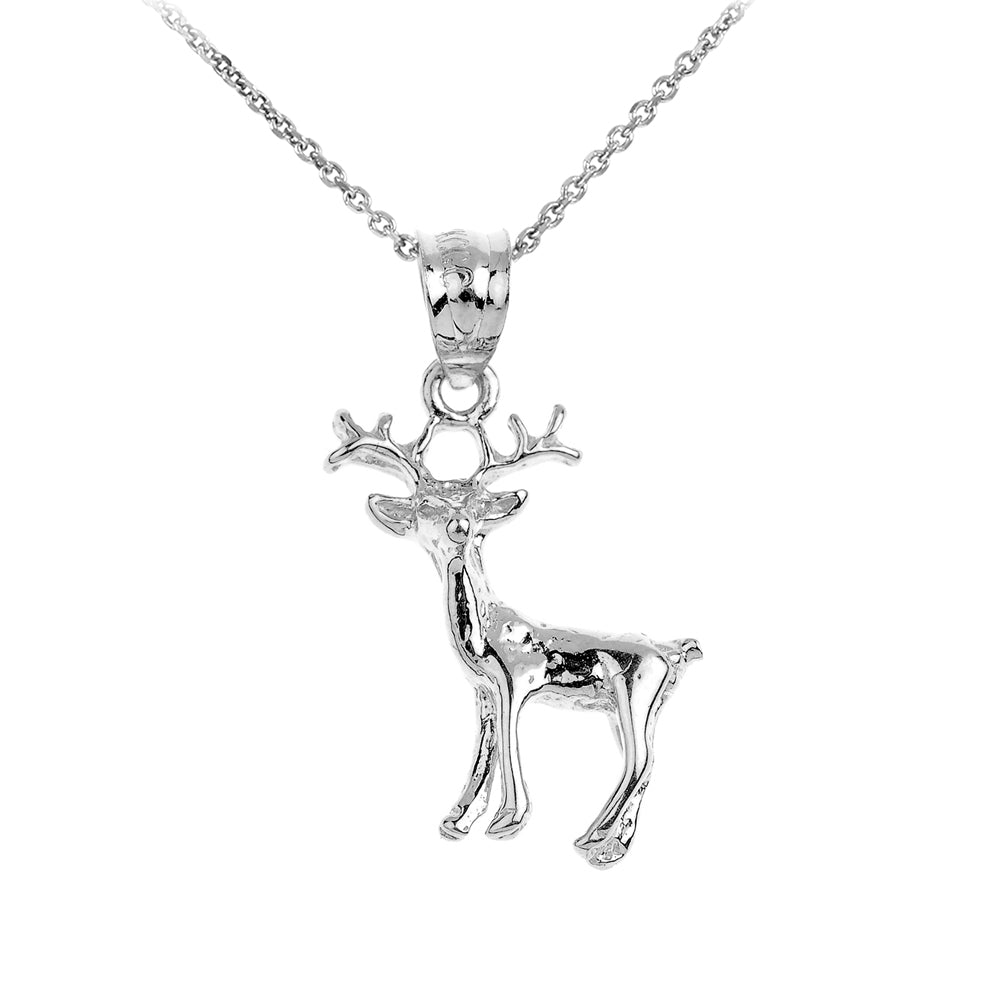 Sterling Silver Deer Charm Pendant Necklace