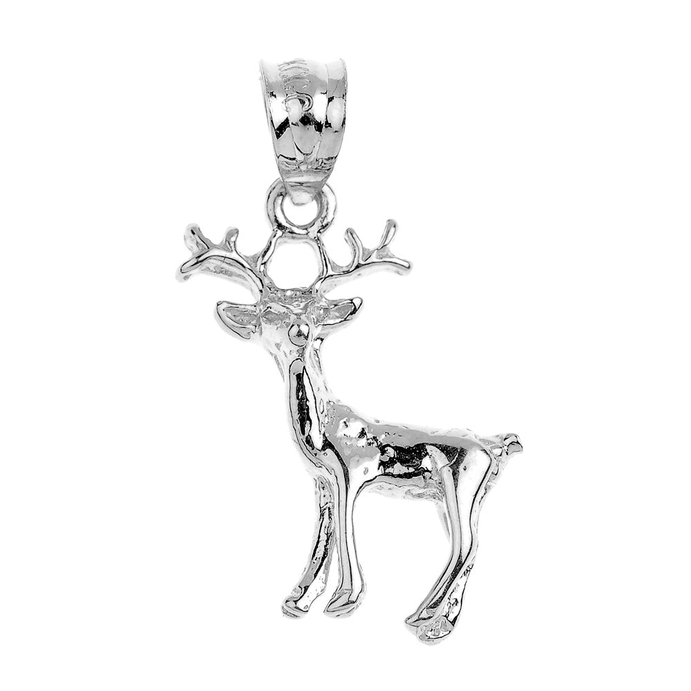 Sterling Silver Deer Charm Pendant Necklace, view 2