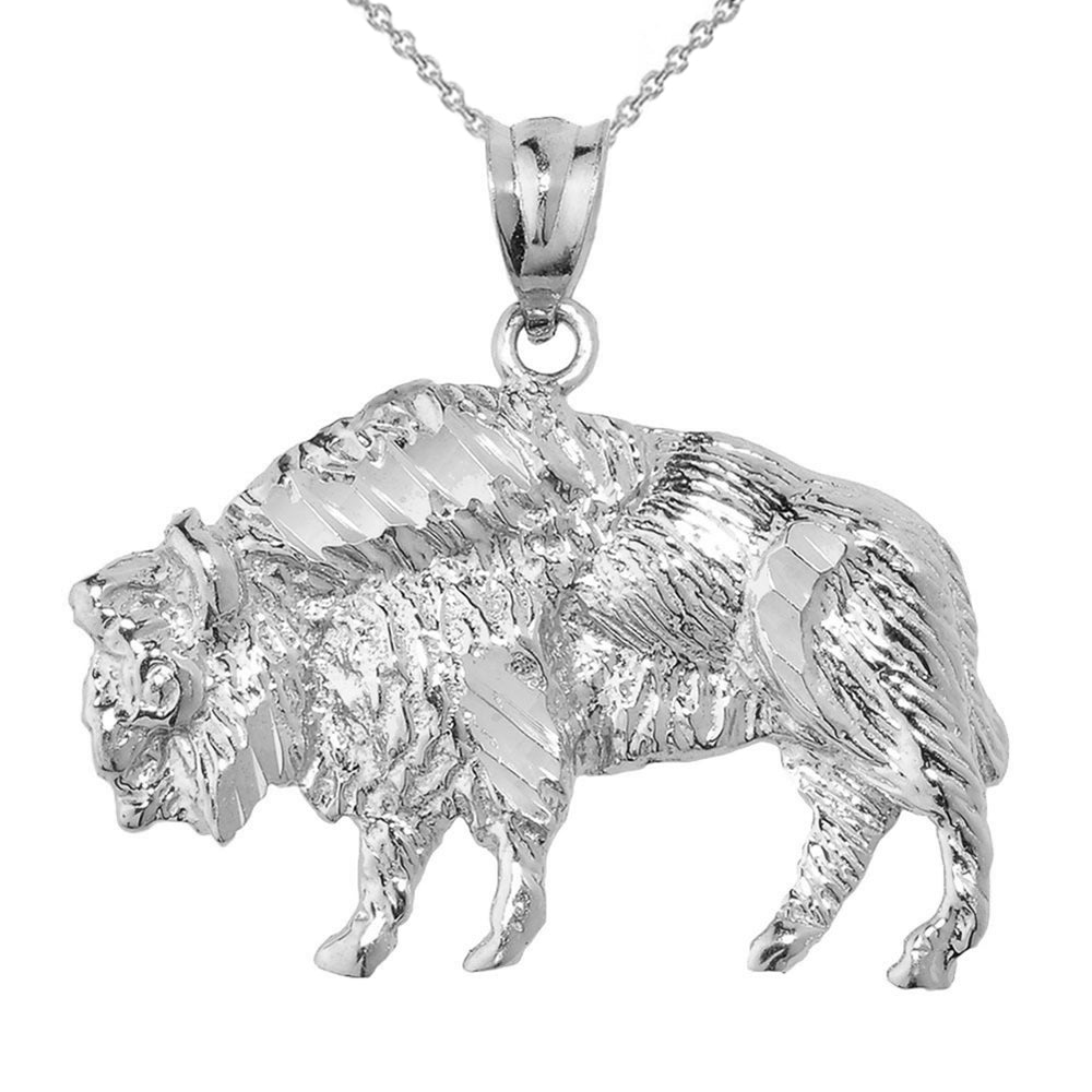 Sterling Silver Diamond Cut Bison Pendant