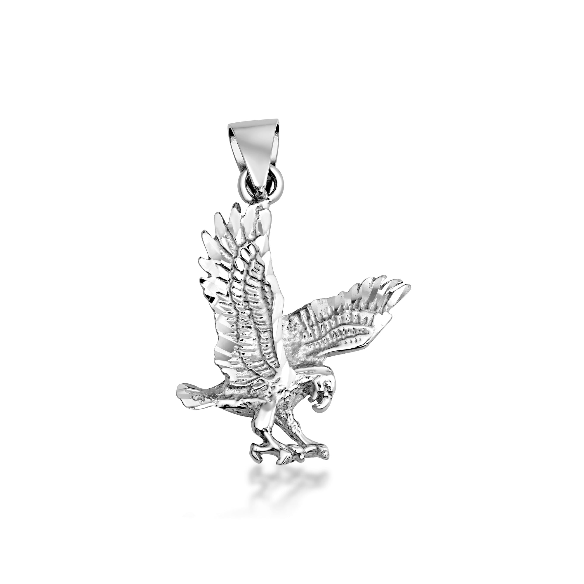Sterling Silver Diamond Cut Eagle Pendant Necklace