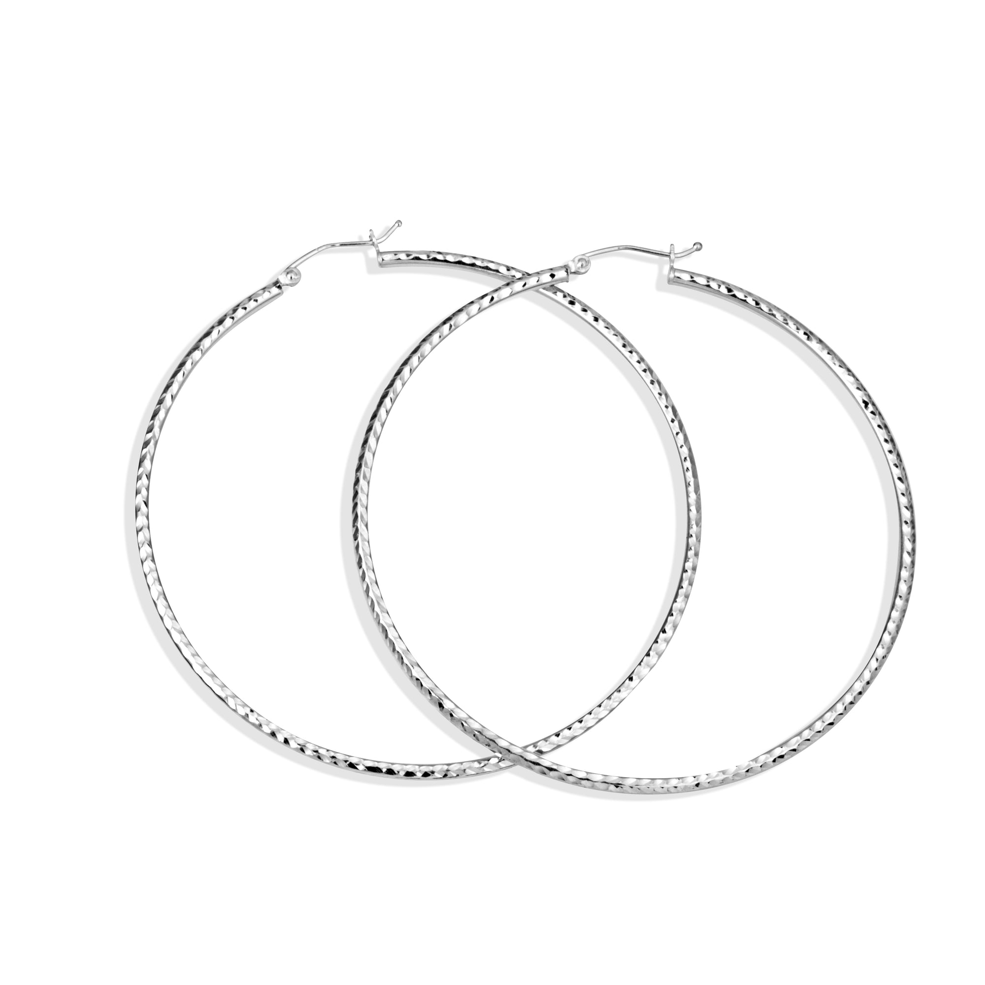 Sterling Silver Diamond Cut Hoop Earrings